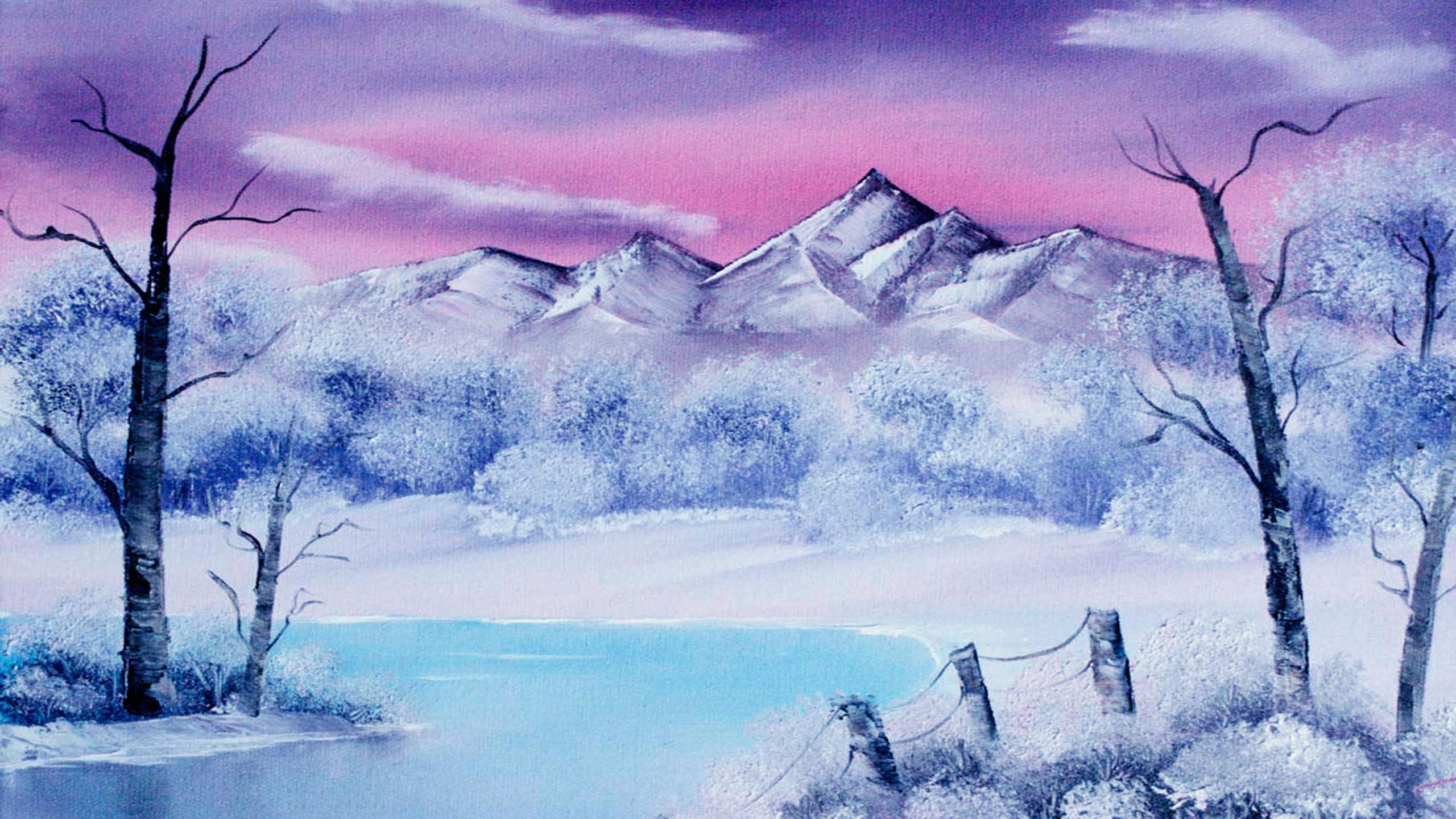Wonderful winter painting nature wallpaper