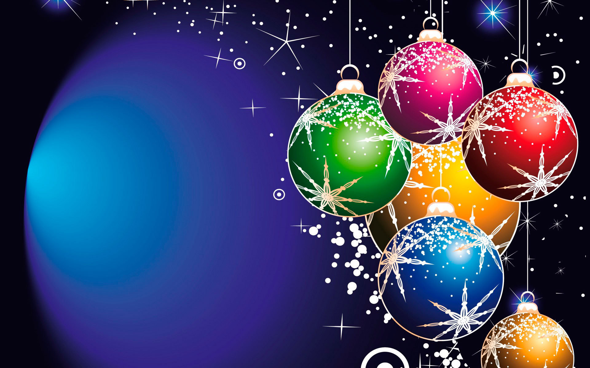 Multi Colored Christmas Balls On A Dark Background On Christmas Desktop Wallpaper 1920x1080