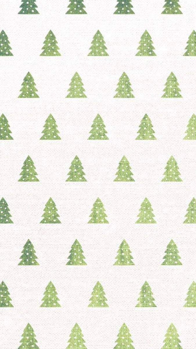 Download Cute Christmas iPhone Green Trees Wallpaper