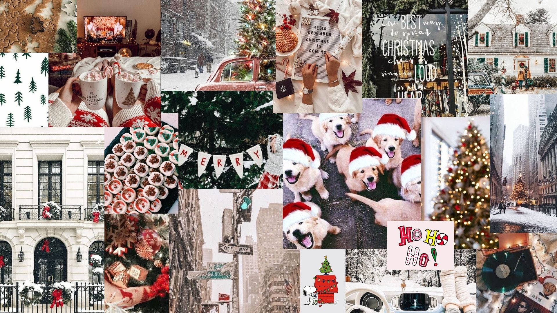 Download Christmas Collage With Pets Wallpaper