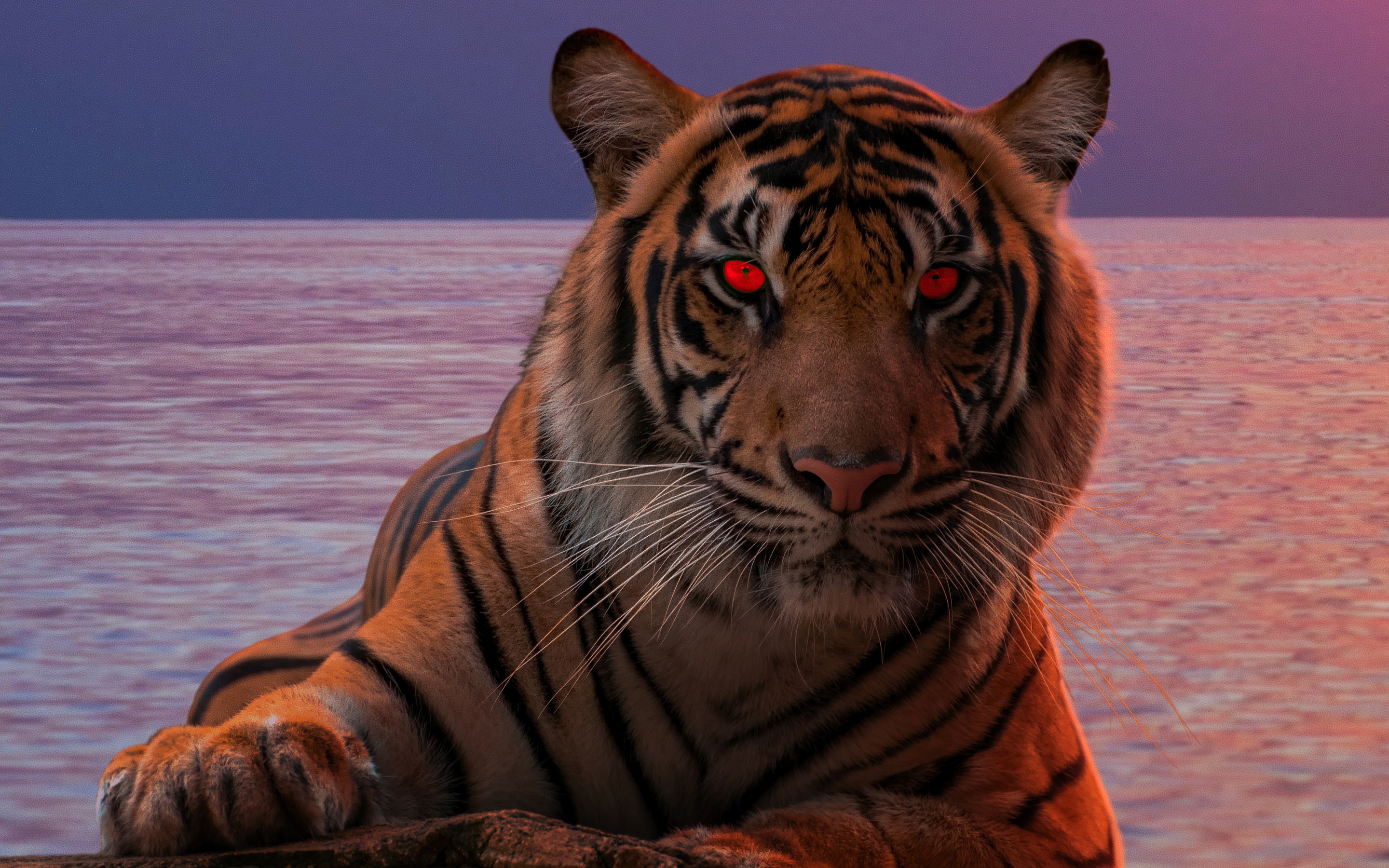 Wallpaper 4k Tiger Glowing Red Eyes 4k Wallpaper