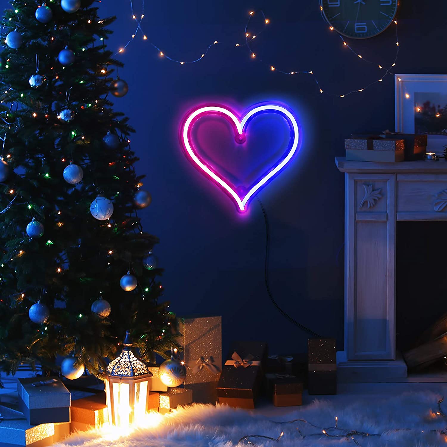 Led Light Heart Christmas Wallpapers Wallpaper Cave