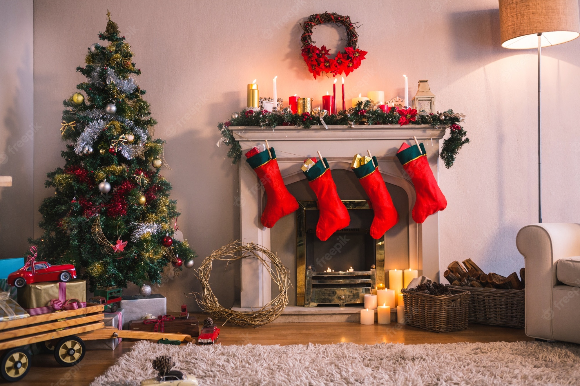 Christmas fireplace Image. Free Vectors, & PSD