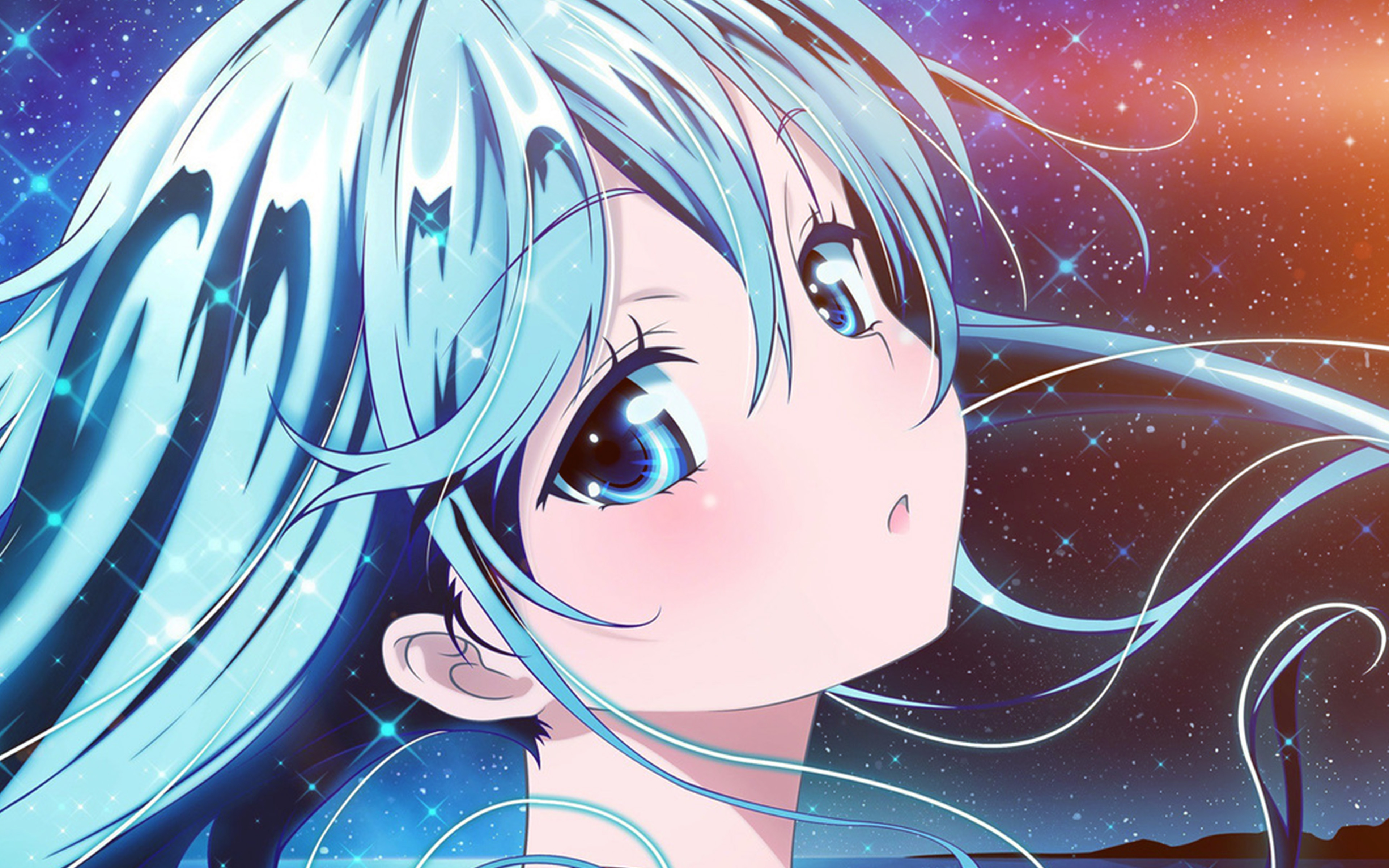 wallpaper for desktop, laptop. anime girl blue beautiful arum art illustration flare