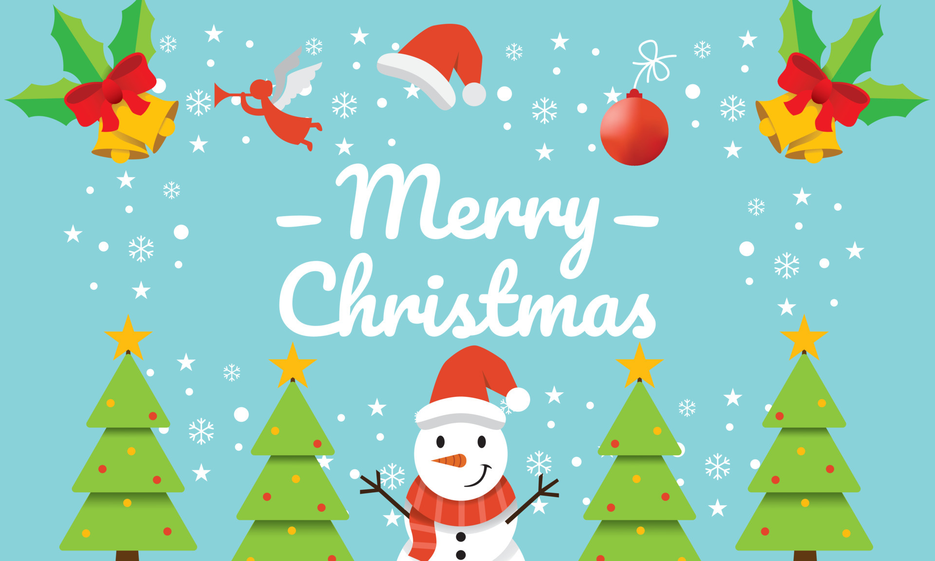 Happy Merry Christmas Background. Cute Merry Christmas Vector Design Illustration With Flat Style, Cute Christmas banner, greeting card Merry Christmas Day