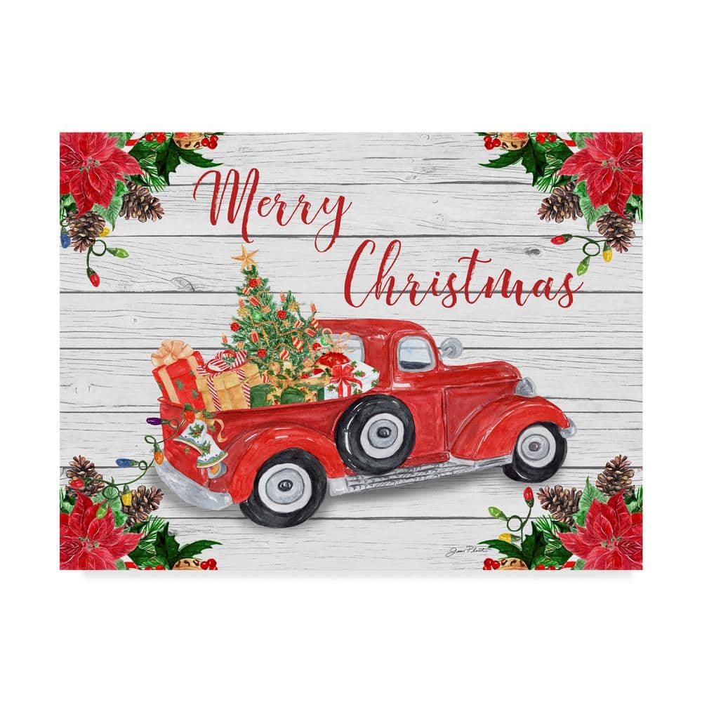 Trademark Fine Art Vintage Red Truck Christmas By Jean Plout Floater Frame Home Wall Art 14 In. X 19 In. ALI37275 C1419G Home Depot