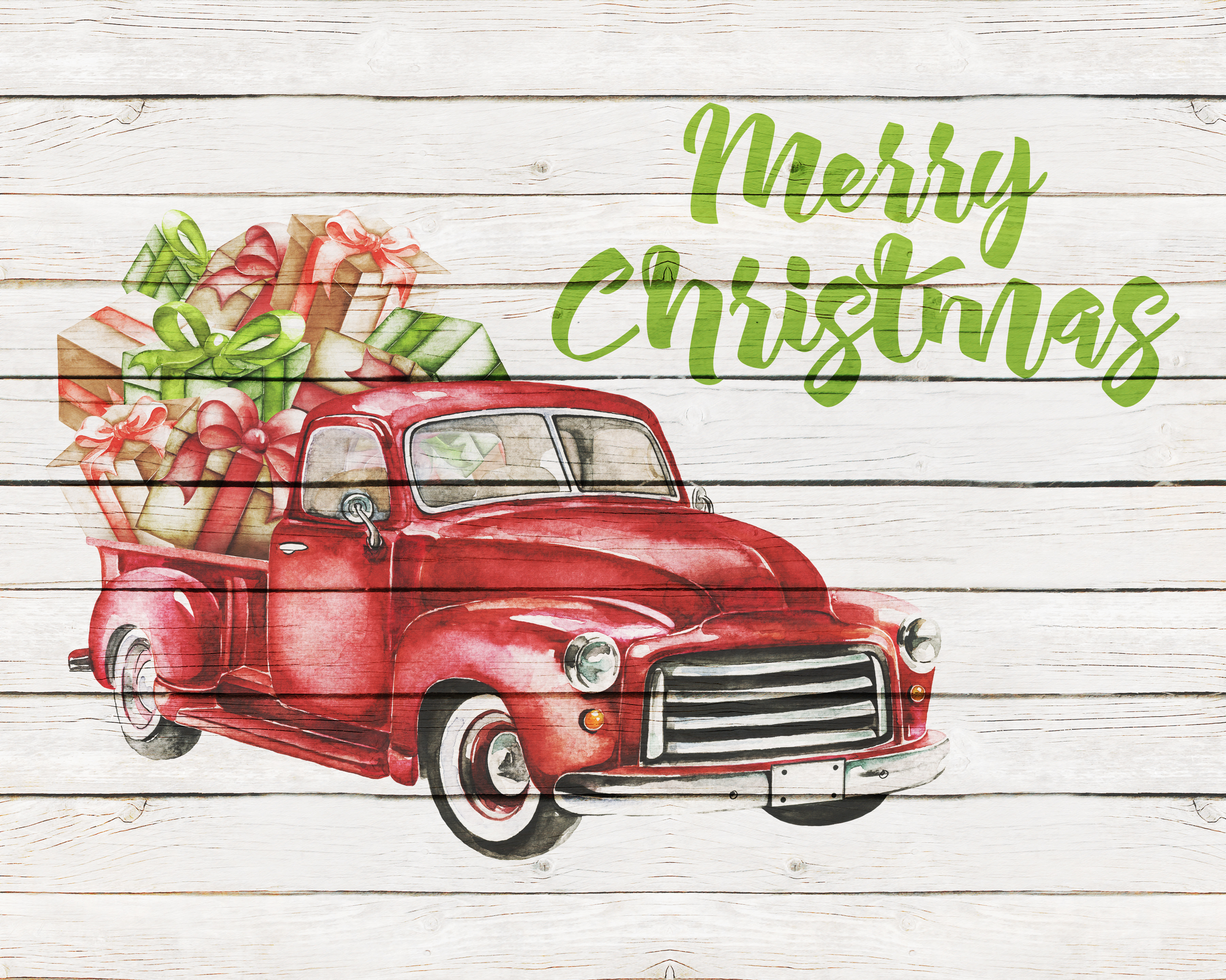 Free Printable Farmhouse Christmas Truck Wall Art Cottage Market