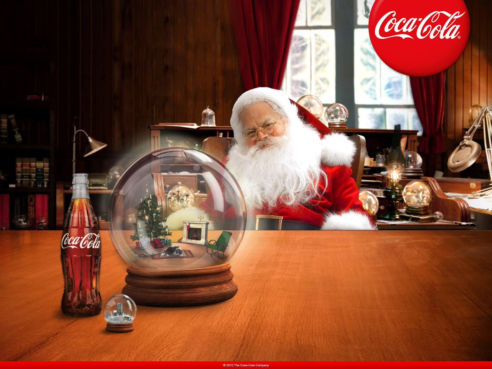 Download Wallpaper New Year Christmas Santa Claus Coca Cola, 1600x1200, Santa At His Desk