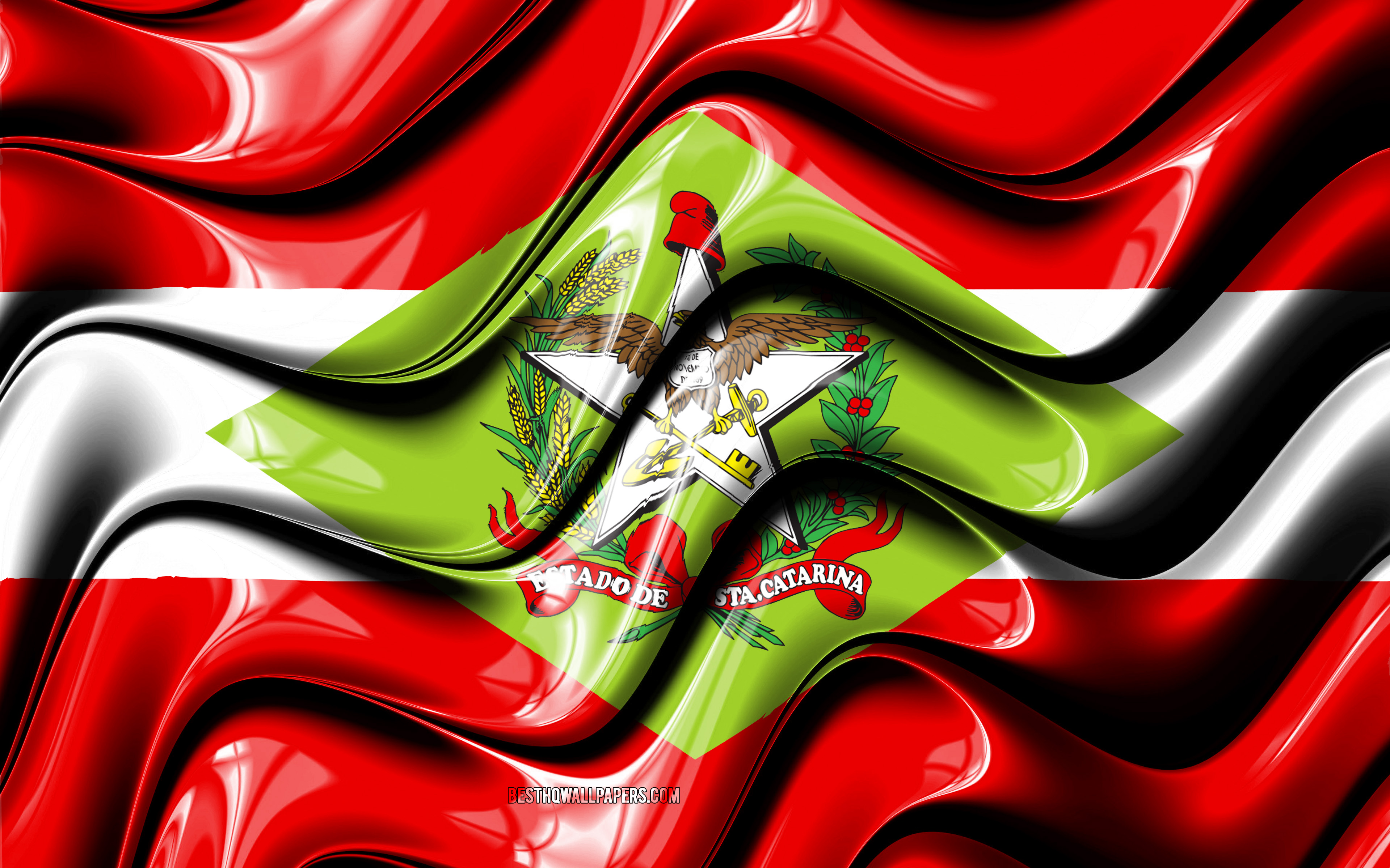 Download wallpaper Santa Catarina flag, 4k, States of Brazil, administrative districts, Flag of Santa Catarina, 3D art, Santa Catarina, brazilian states, Santa Catarina 3D flag, Brazil, South America for desktop with resolution