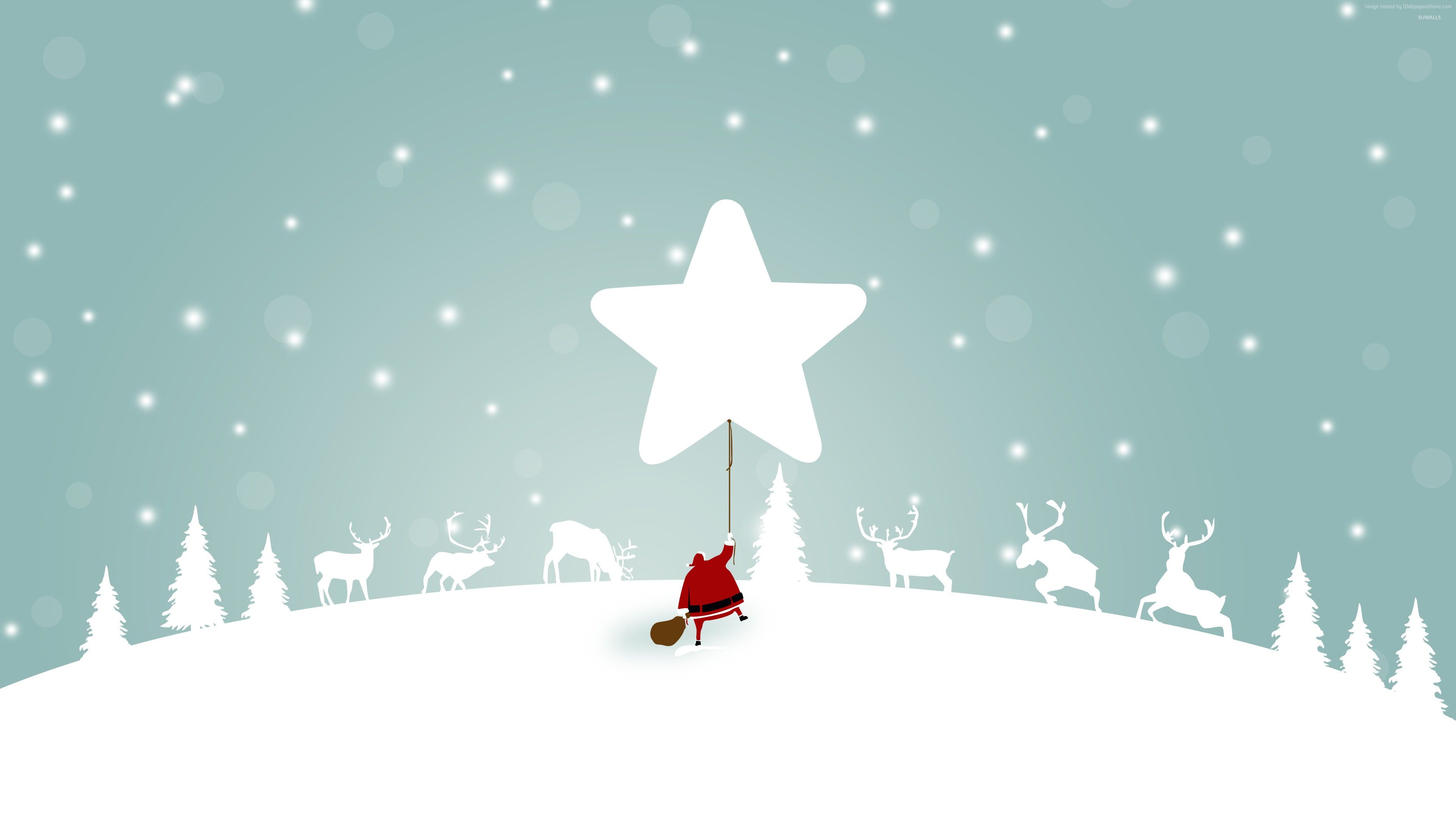 Wallpaper Christmas, New Year, Santa, deer, snow, winter, 4k, Holidays Wallpaper Download Re. Christmas wallpaper background, Wallpaper, Holiday wallpaper
