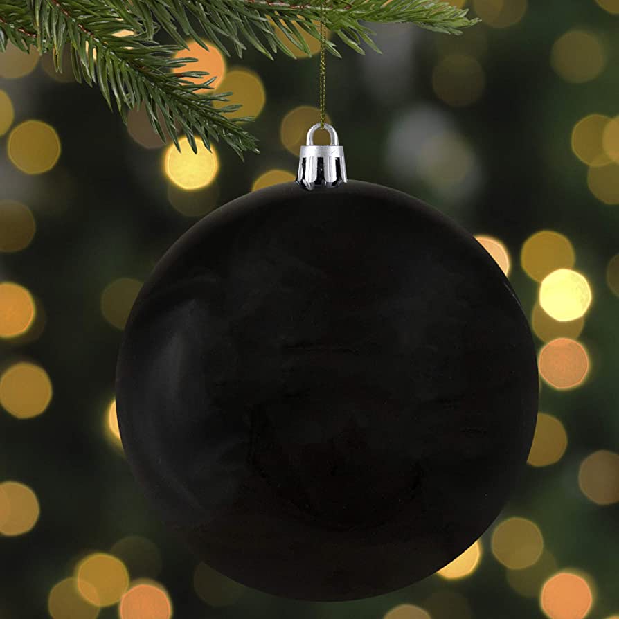 Shiny Black Shatterproof Christmas Ball Ornament 4 (100mm), Home & Kitchen