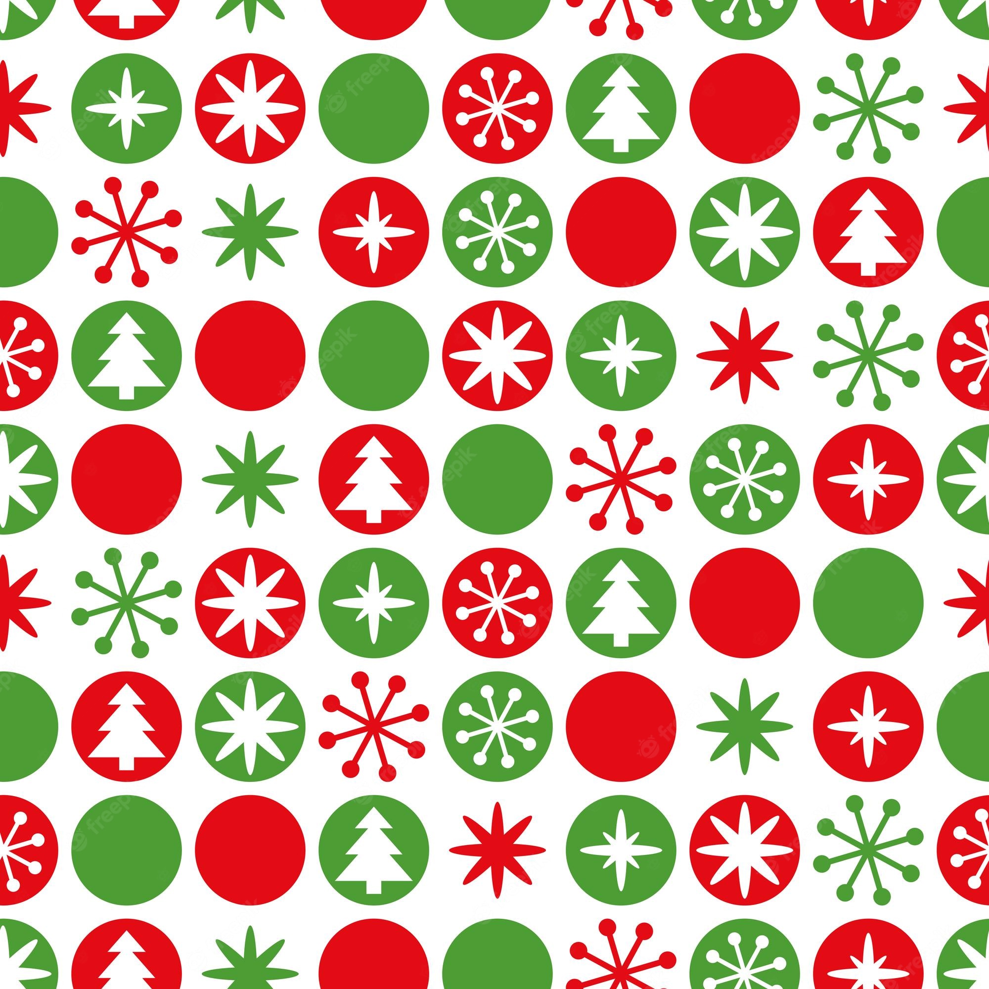 Premium Vector. Simple geometric seamless christmas pattern traditional green red color bright new year background decorated snowflakes christmas tree ball vector winter design for wallpaper fabric textile