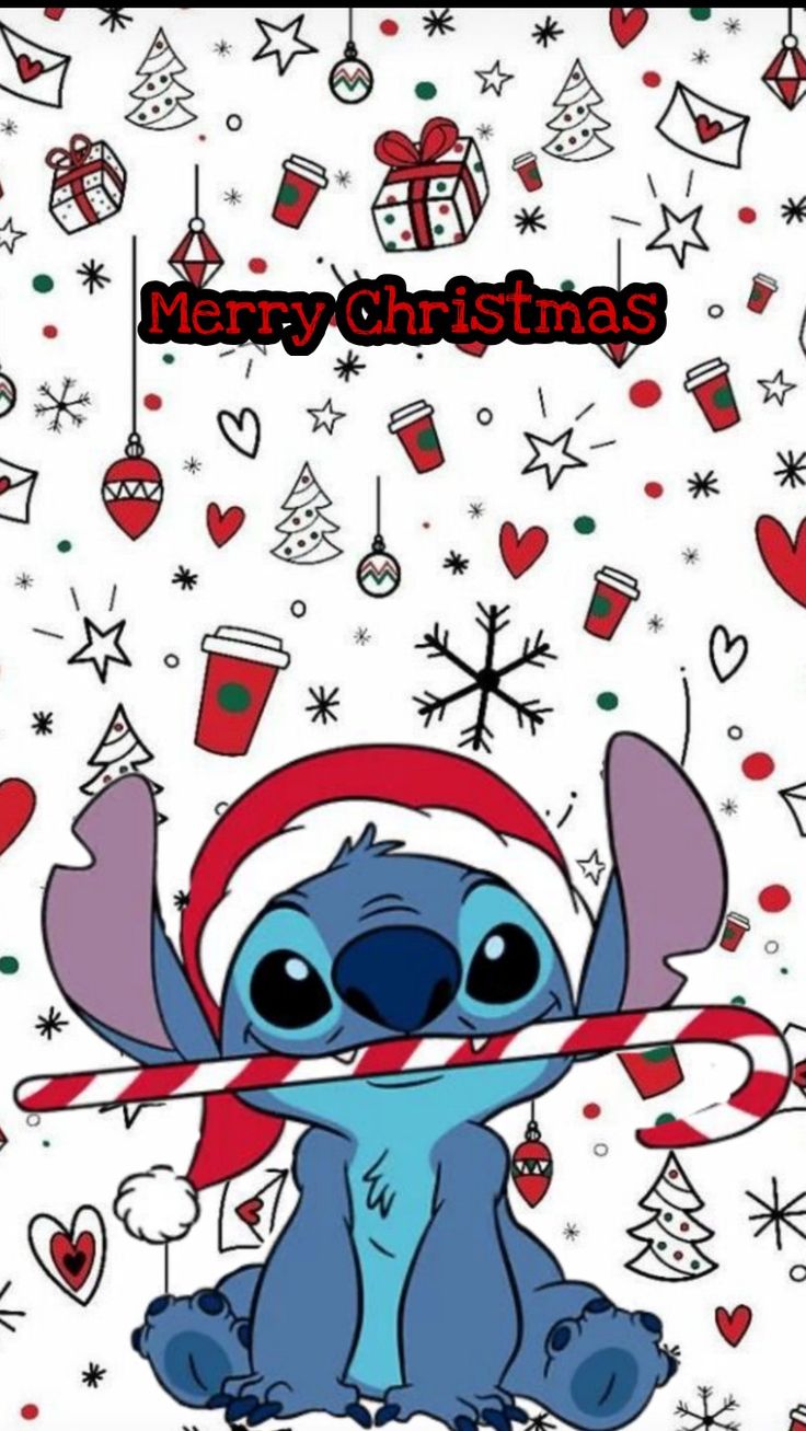 Download Simple Black Merry Christmas Stitch Wallpaper  Wallpaperscom