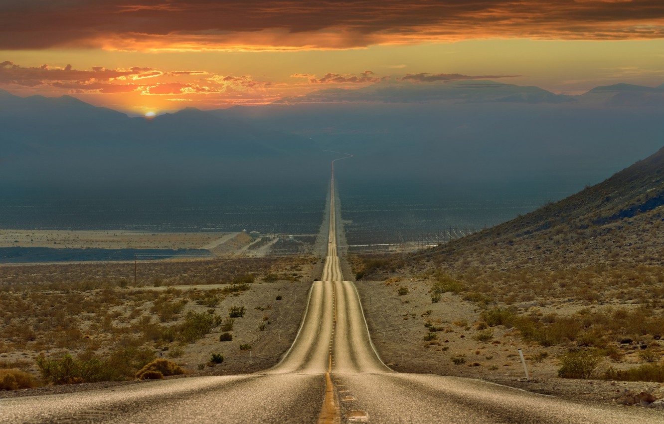Wallpaper road, the sky, desert, the evening, CA, USA, state, Death Valley image for desktop, section пейзажи