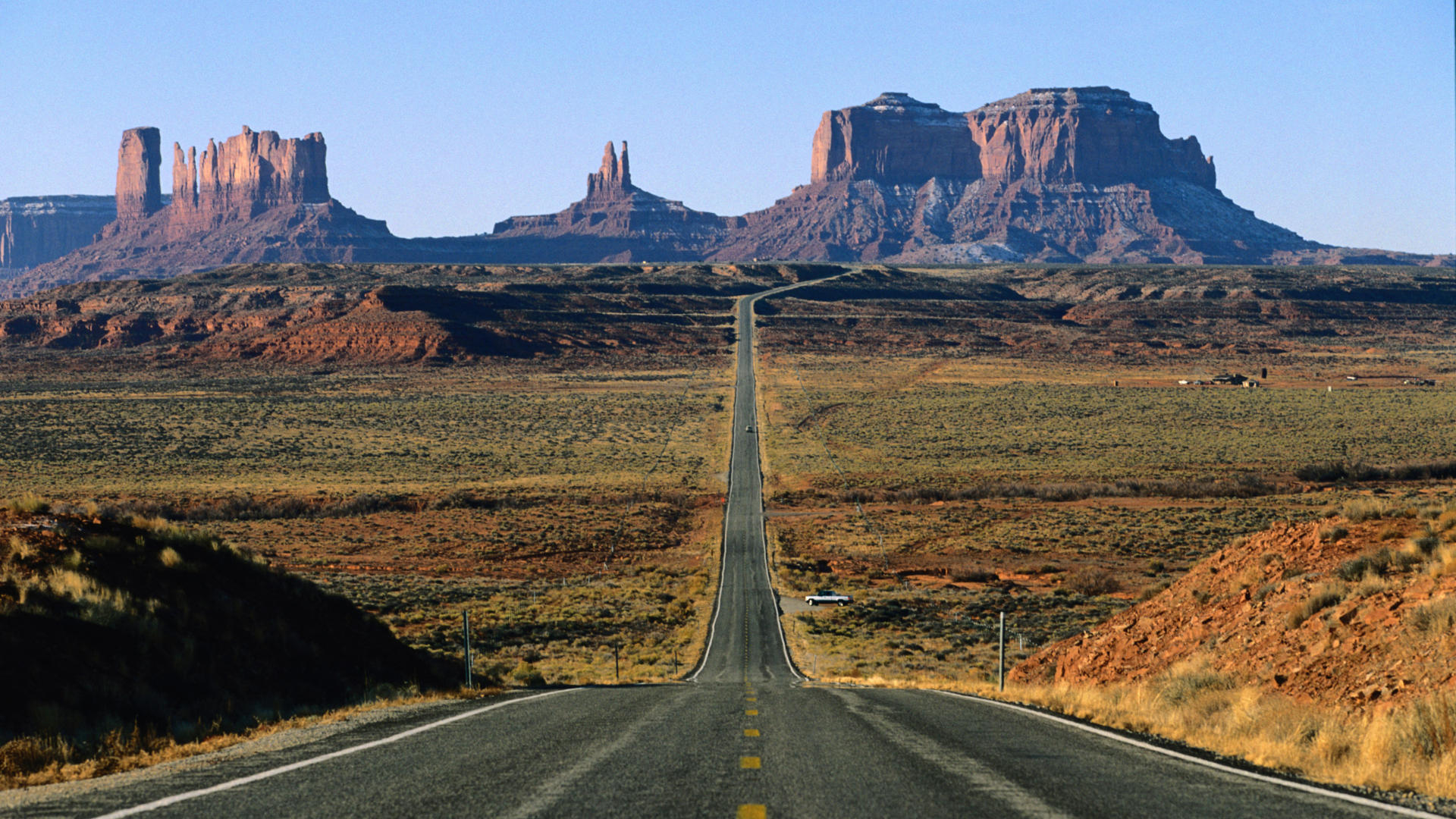 Download Wallpaper usa road arizona monument valley highway, 1920x View of Monument Valley