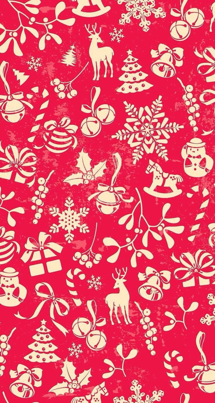 Download Cute Christmas iPhone Red And Gold Wallpaper