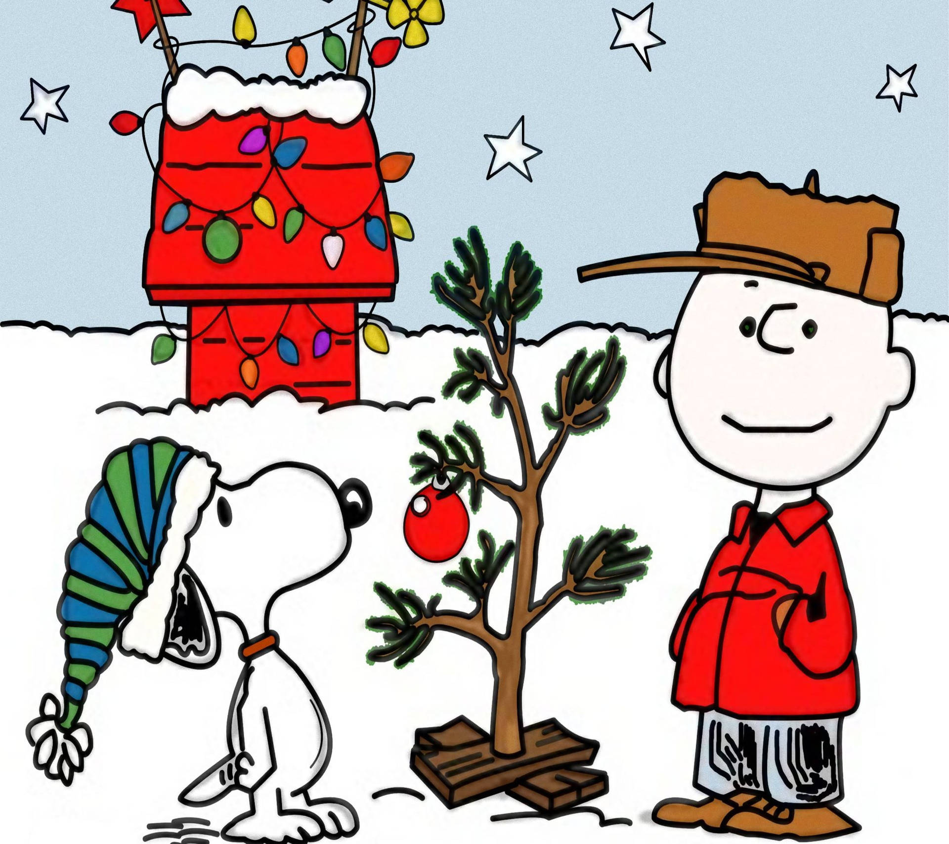 Download Snoopy Christmas Stars Wallpaper