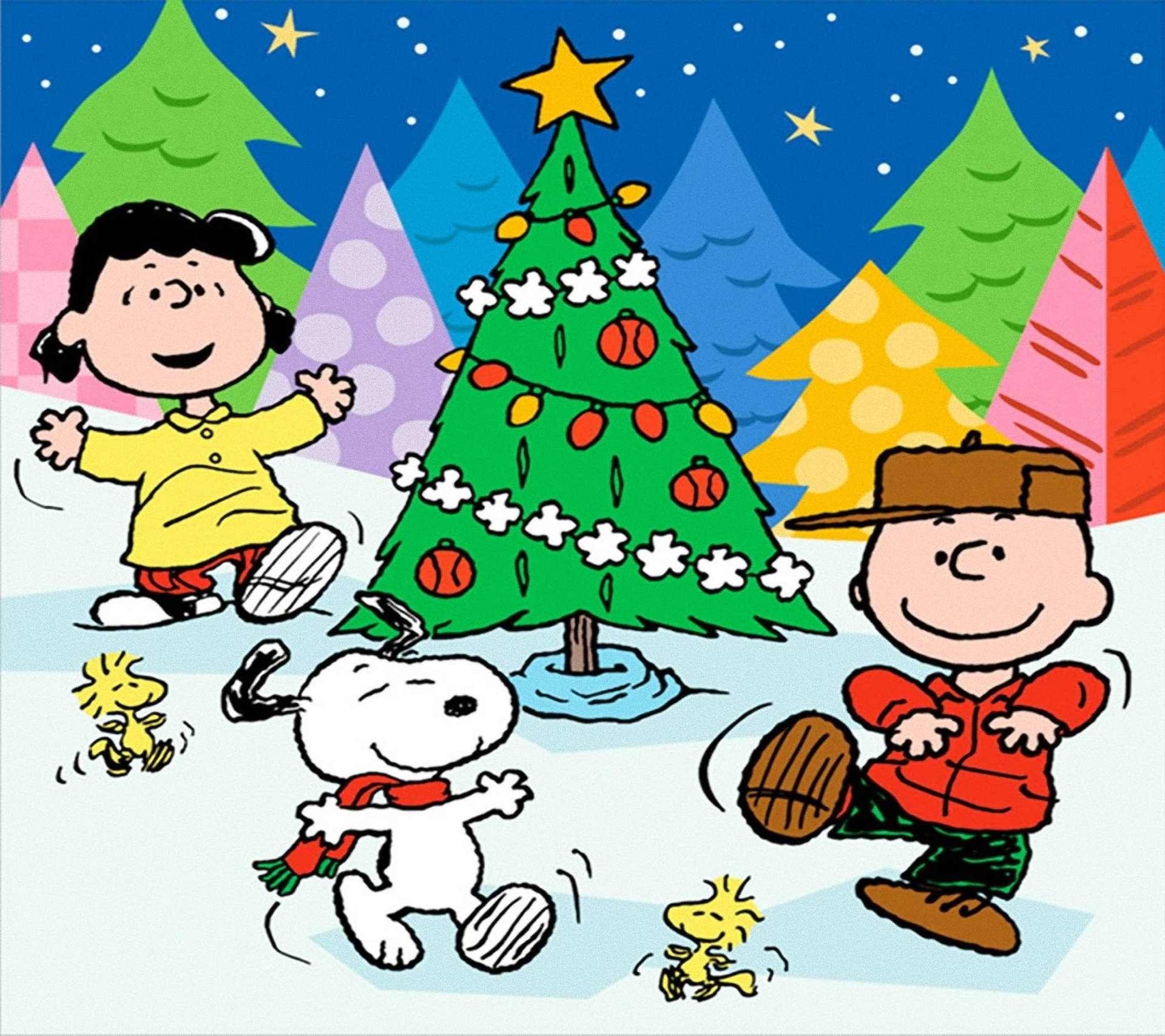 Download Snoopy Christmas Human Friends Wallpaper