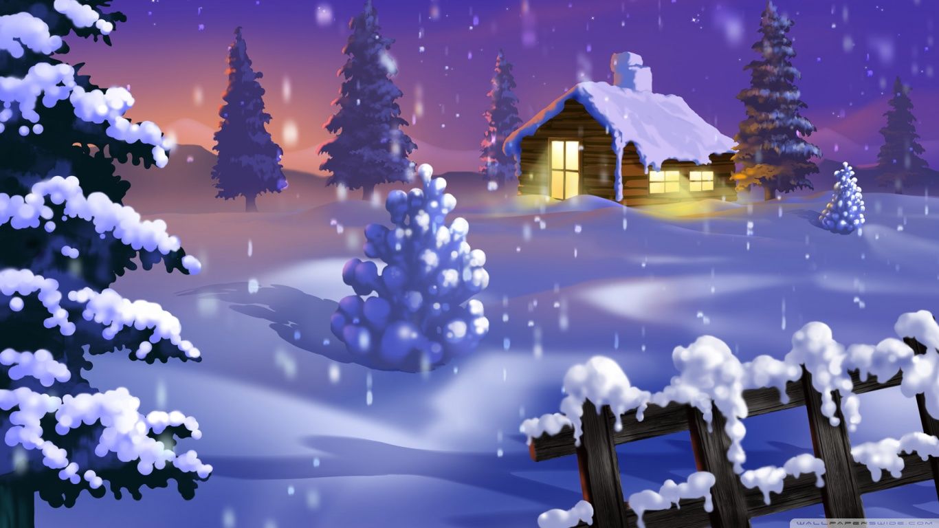 Classic Winter Scene Painting HD desktop wallpaper, High Definition, Fullscreen, Mobile. Christmas desktop, Beautiful christmas scenes, Christmas wallpaper hd