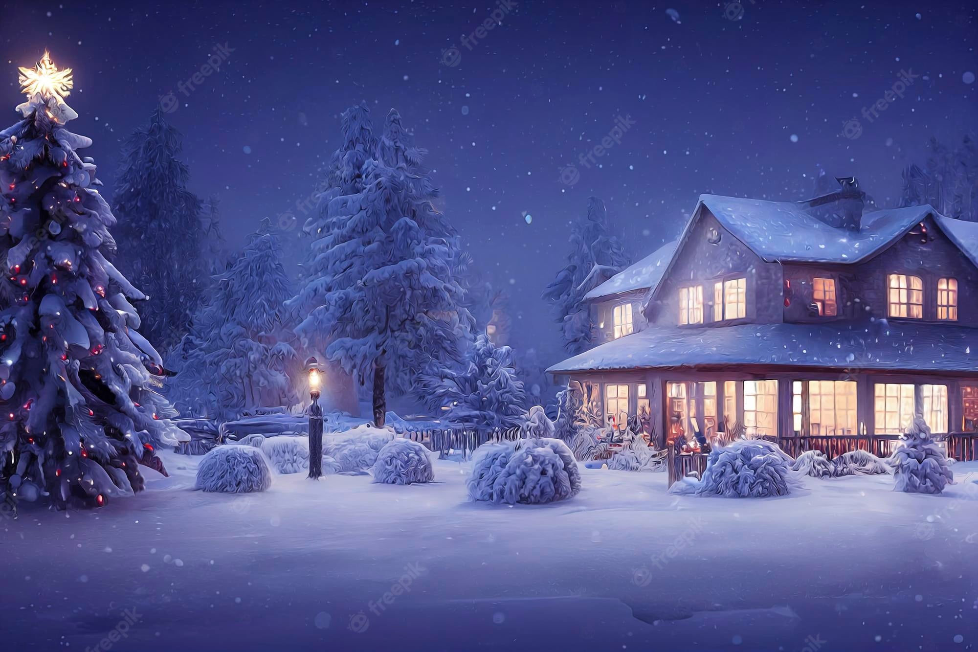 Christmas Snowy Outdoor Scenes Wallpapers Wallpaper Cave