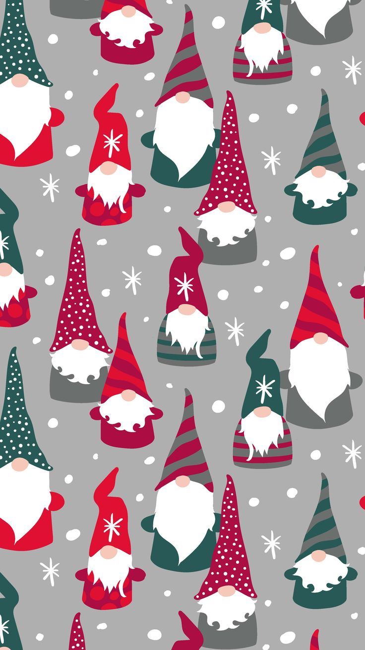 Christmas gnomes with Christmas trees gifts and Christmas garland Dwarves  in colorful   Christmas phone wallpaper Christmas wallpaper Cute christmas  wallpaper