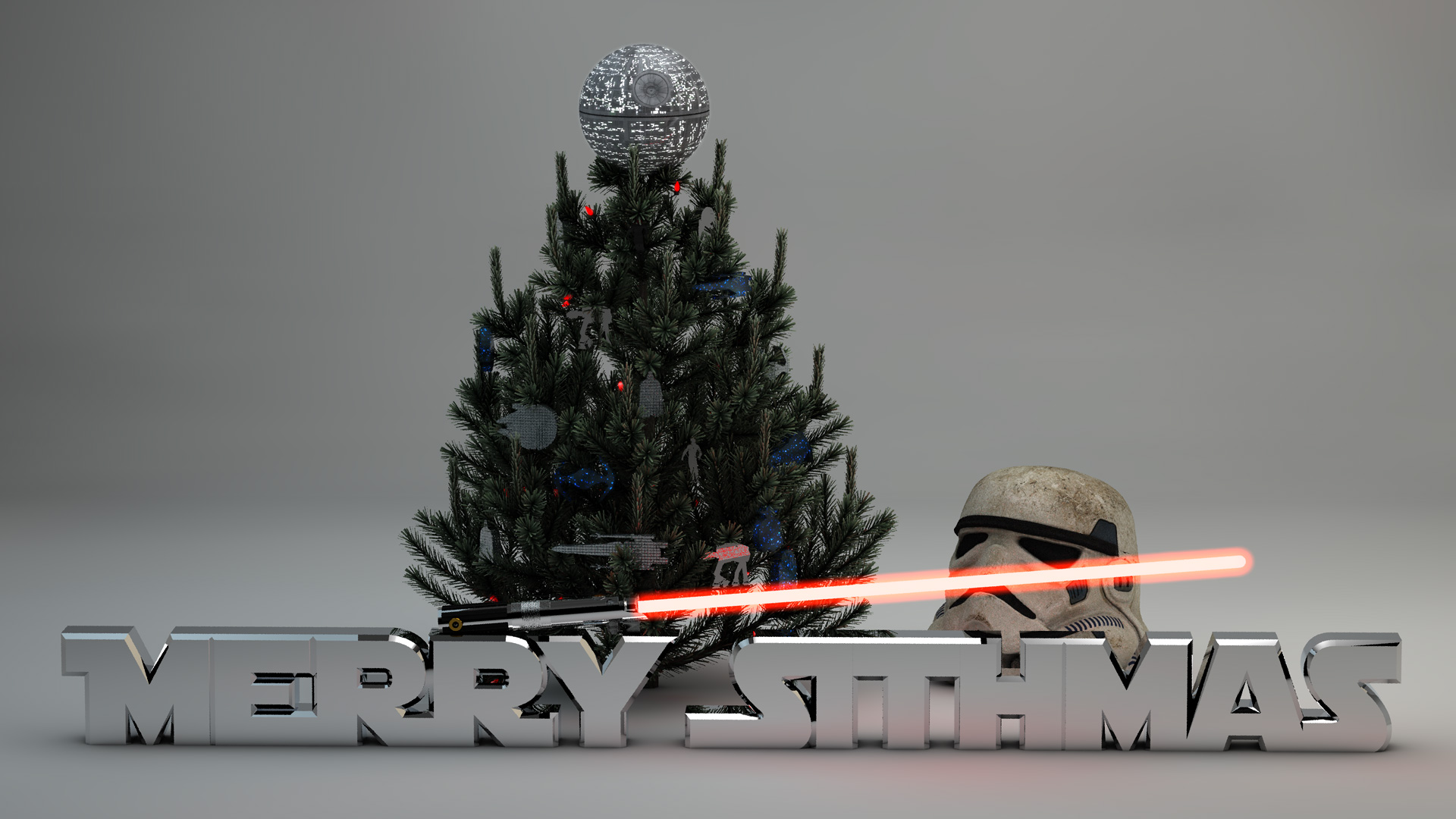 Star Wars Christmas Tree 4K Custom Wallpaper