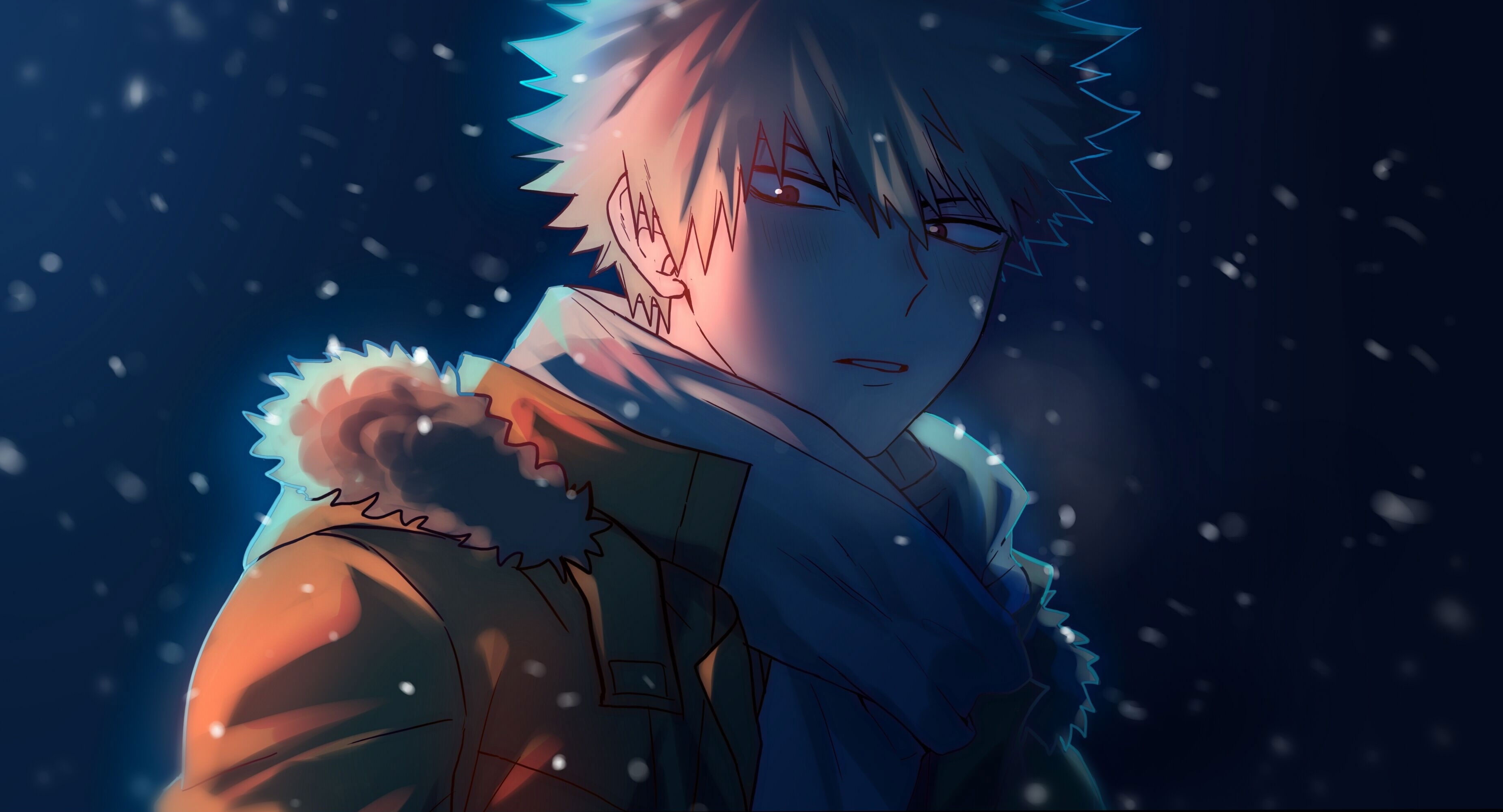 Wallpaper Katsuki Bakugou, Boku No Hero Academia, Snow