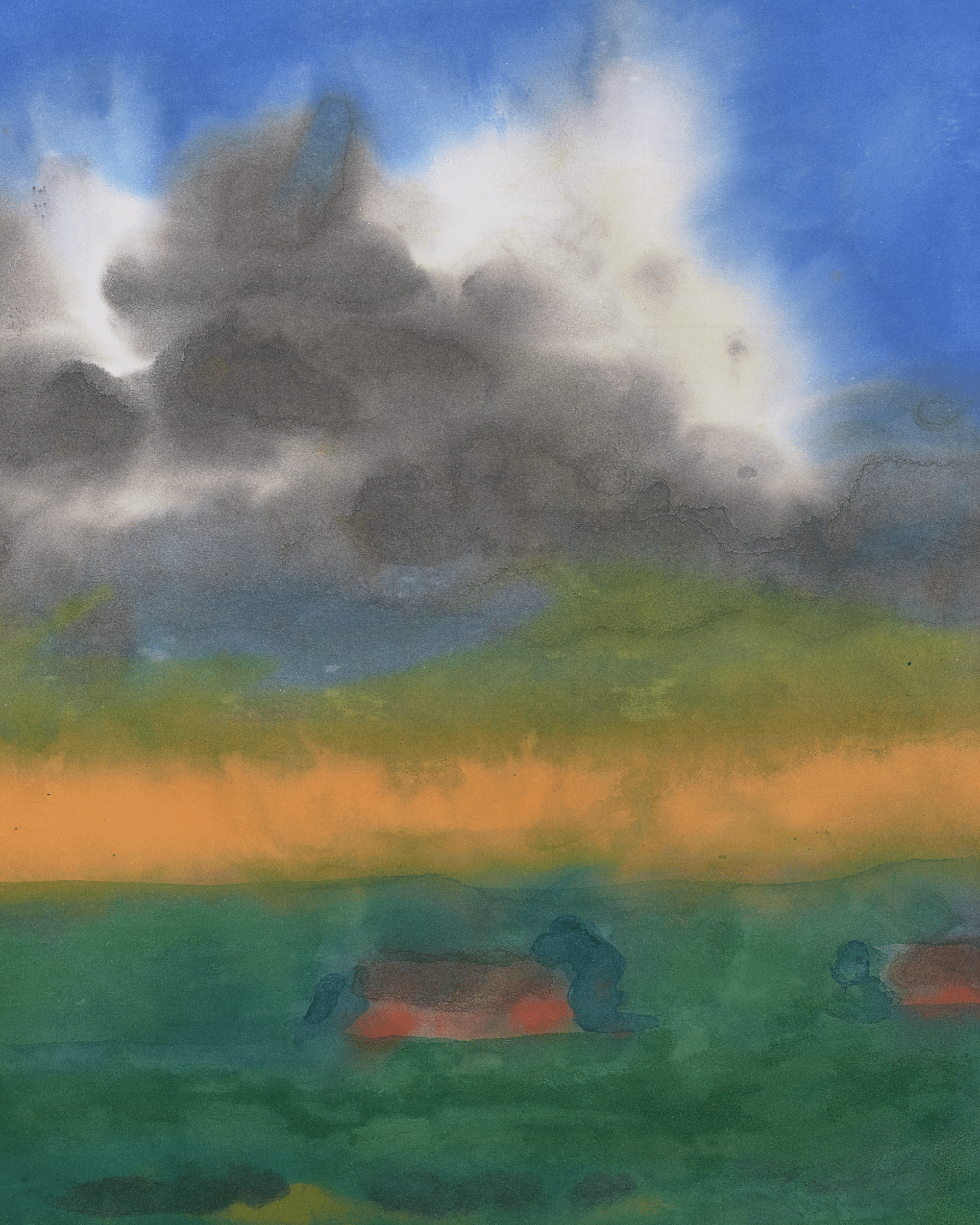 Marschlandschaft (mit drei Hausern) by Emil Nolde. M.S. Rau