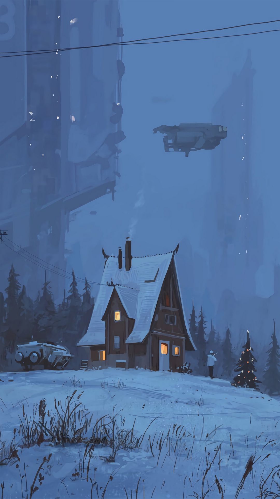 Download wallpaper 1080x1920 house, future, art, night, winter samsung galaxy s4, s5, note, sony xperia z, z1, z2, z3, htc one, lenovo vibe HD background