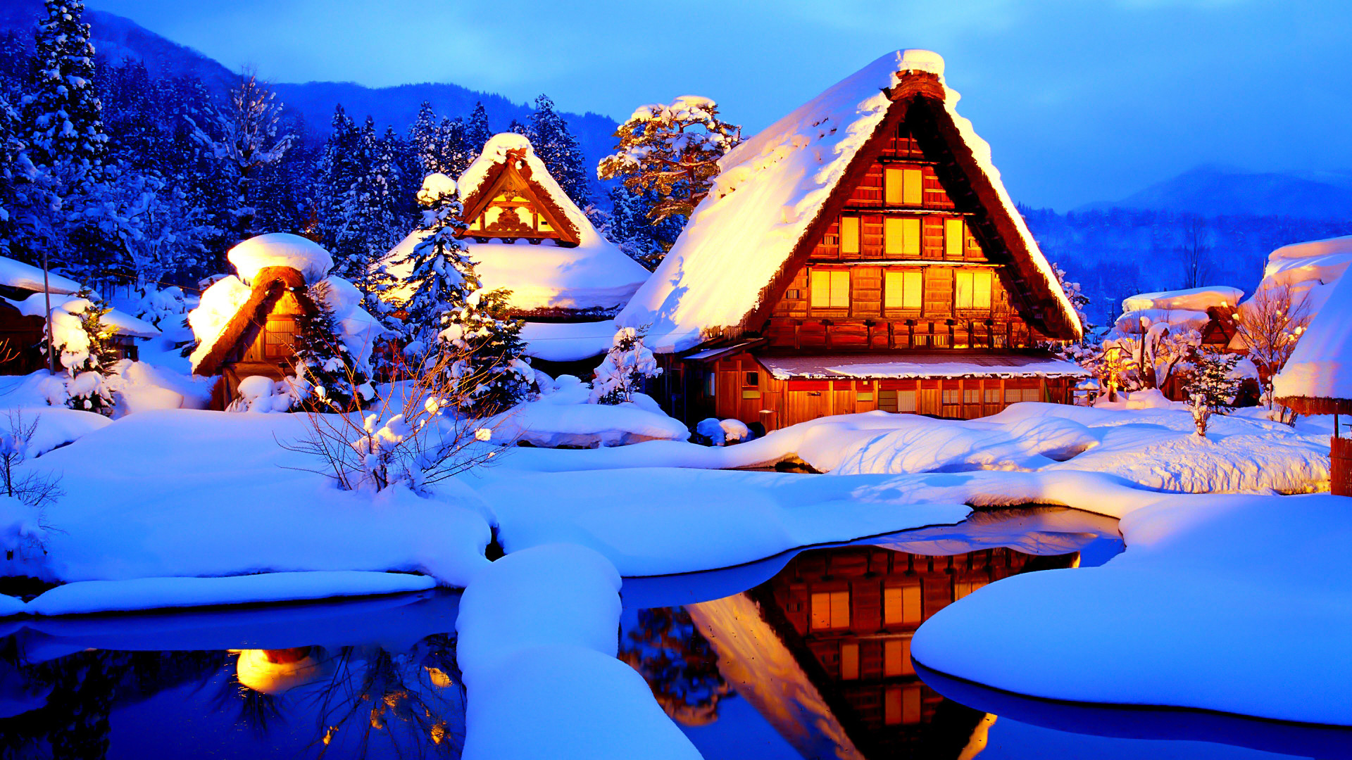 Winter Cabin Wallpaper