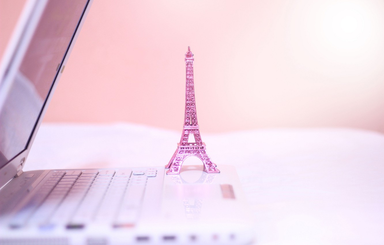 Wallpaper pink, figurine, Eiffel tower, laptop, La tour Eiffel image for desktop, section настроения