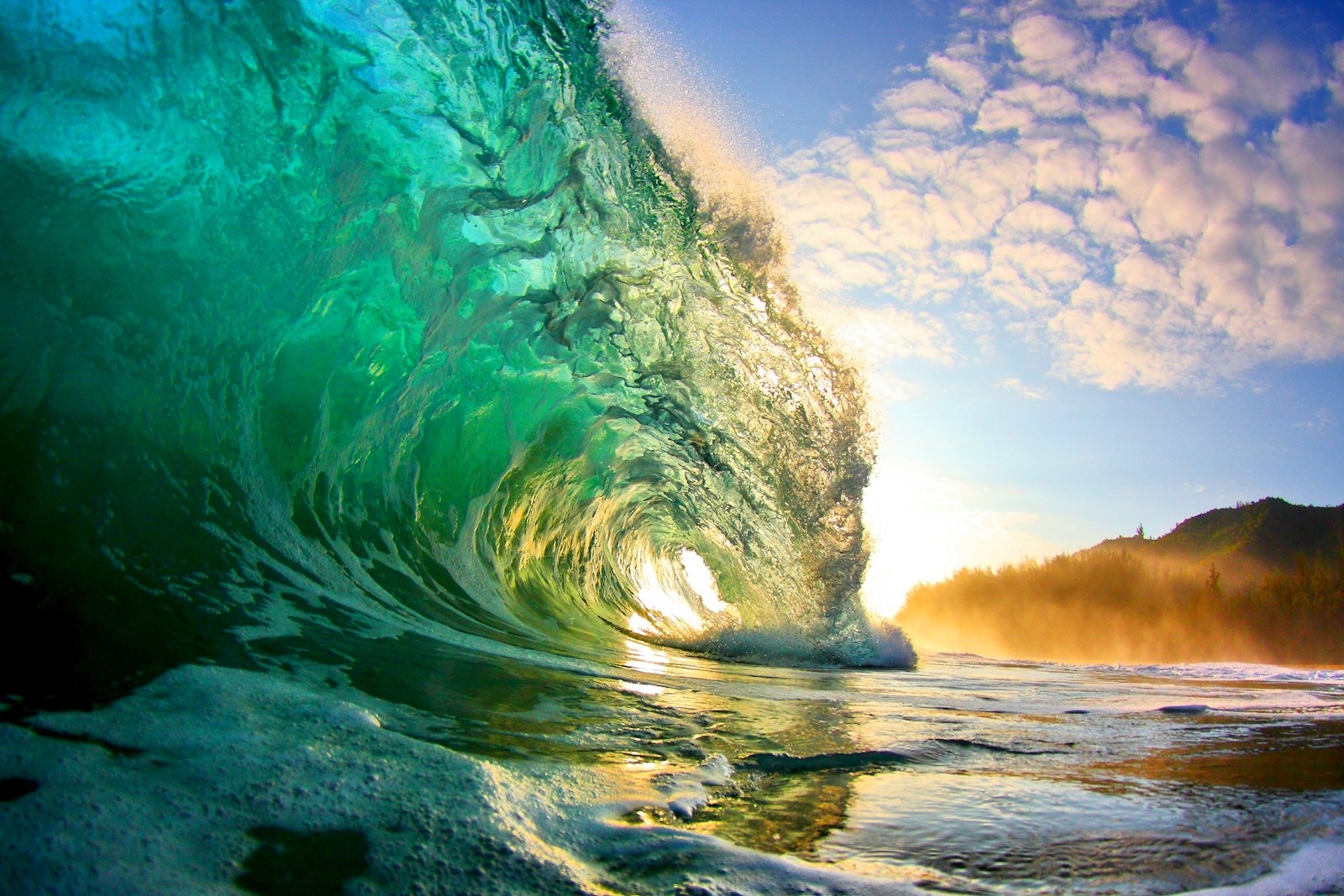 Beaches Clear Green Crystal Hills Beach Hawaii Beautiful Sunset Ocean Wave Wallpaper Surf. Treasure Earth Prize
