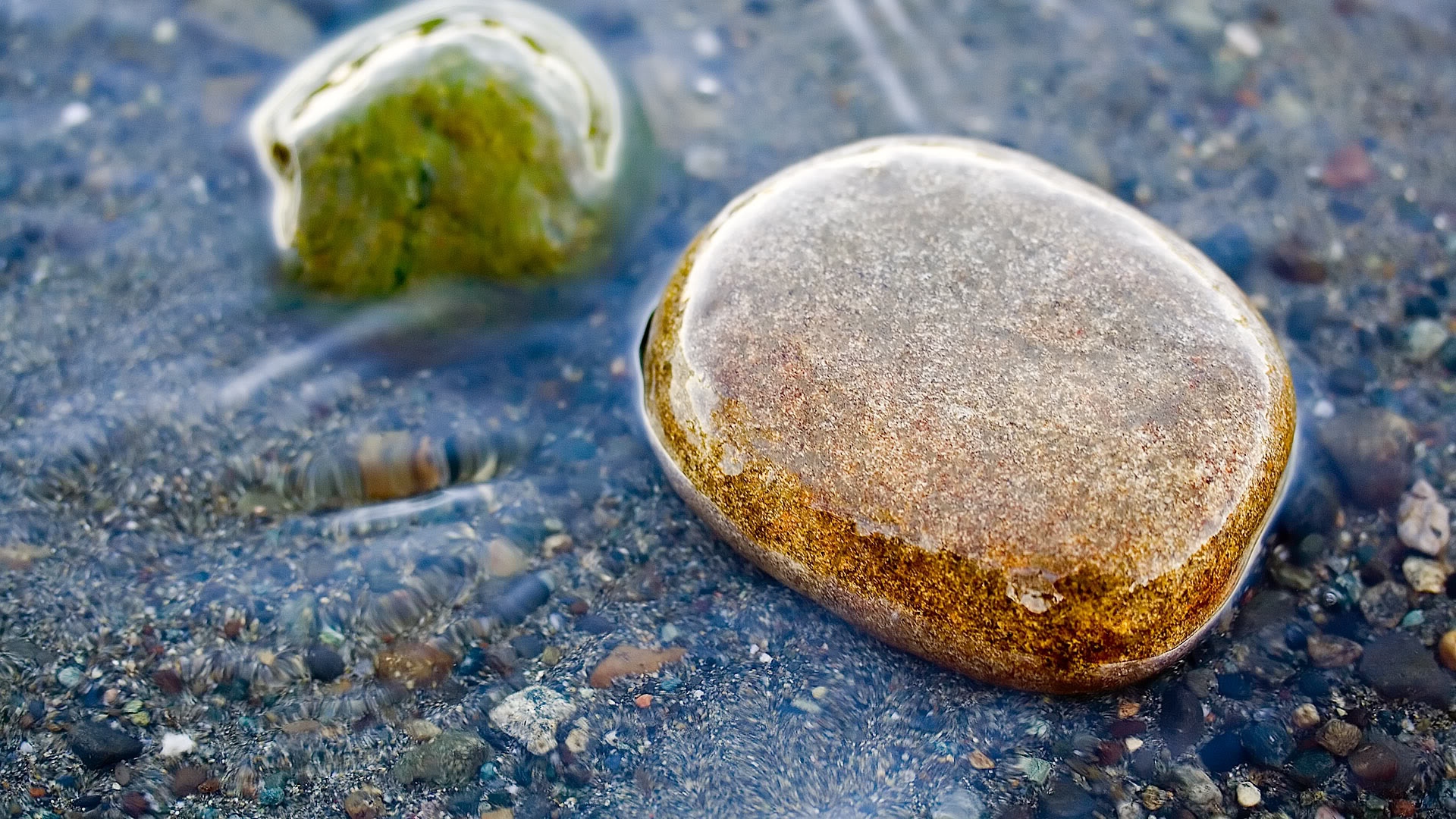Download Wallpaper 1920x1080 stones, moisture, sea, water, color Full HD 1080p HD Background