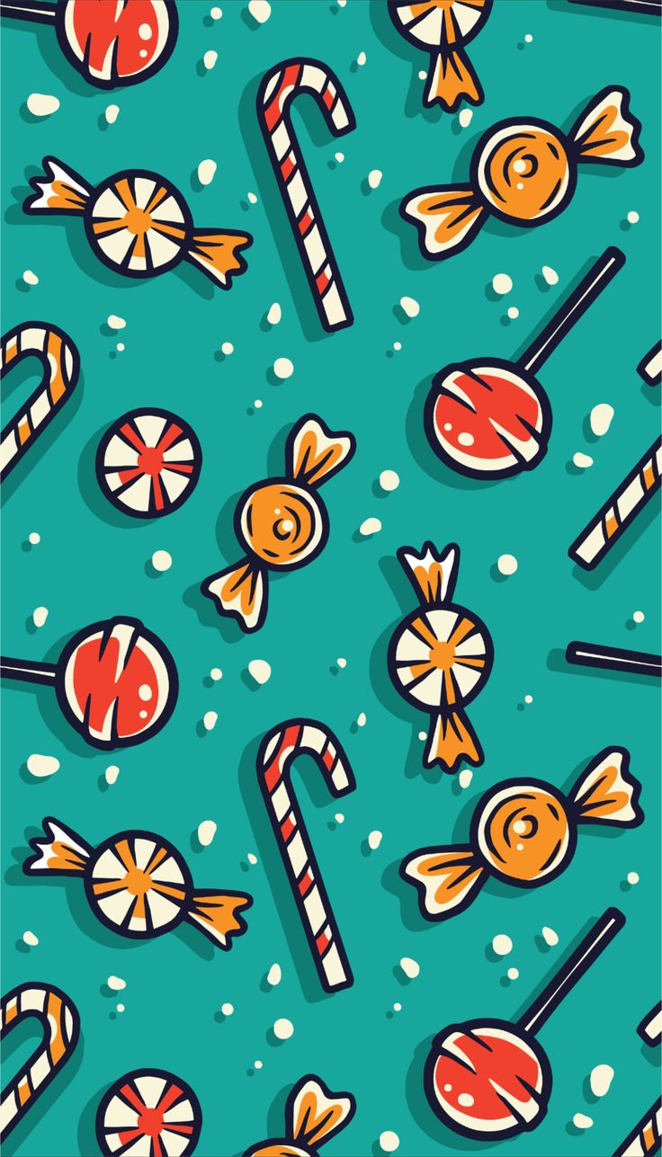 Halloween pattern with sweets and candy for design. Christmas phone wallpaper, Cute christmas wallpaper, Wallpaper iphone christmas