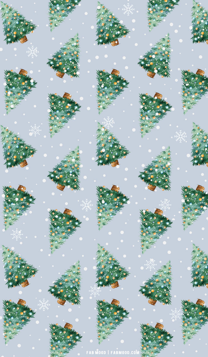 Christmas Aesthetic Wallpaper, Christmas Trees Blue Background