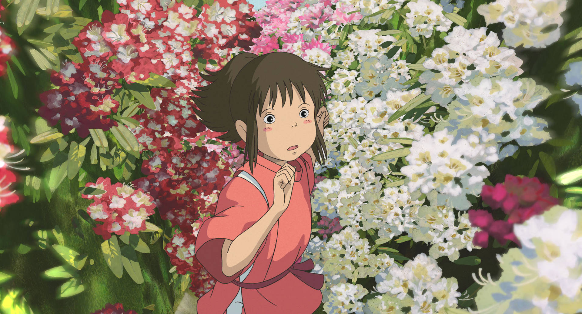 Download Chihiro With Flowers Spirited Away Desktop Wallpaper