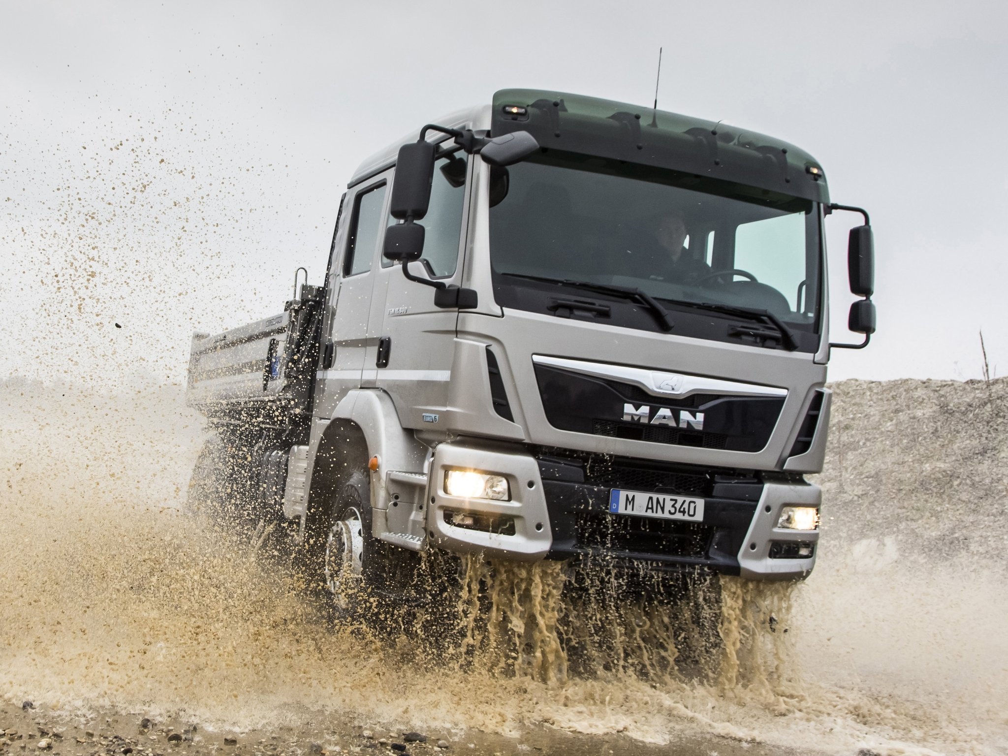 2012, Man, Tgm, 18 340, Fak, Crew, Cab, Meiller kipper, Semi, Tractor, Dumptruck Wallpaper HD / Desktop and Mobile Background