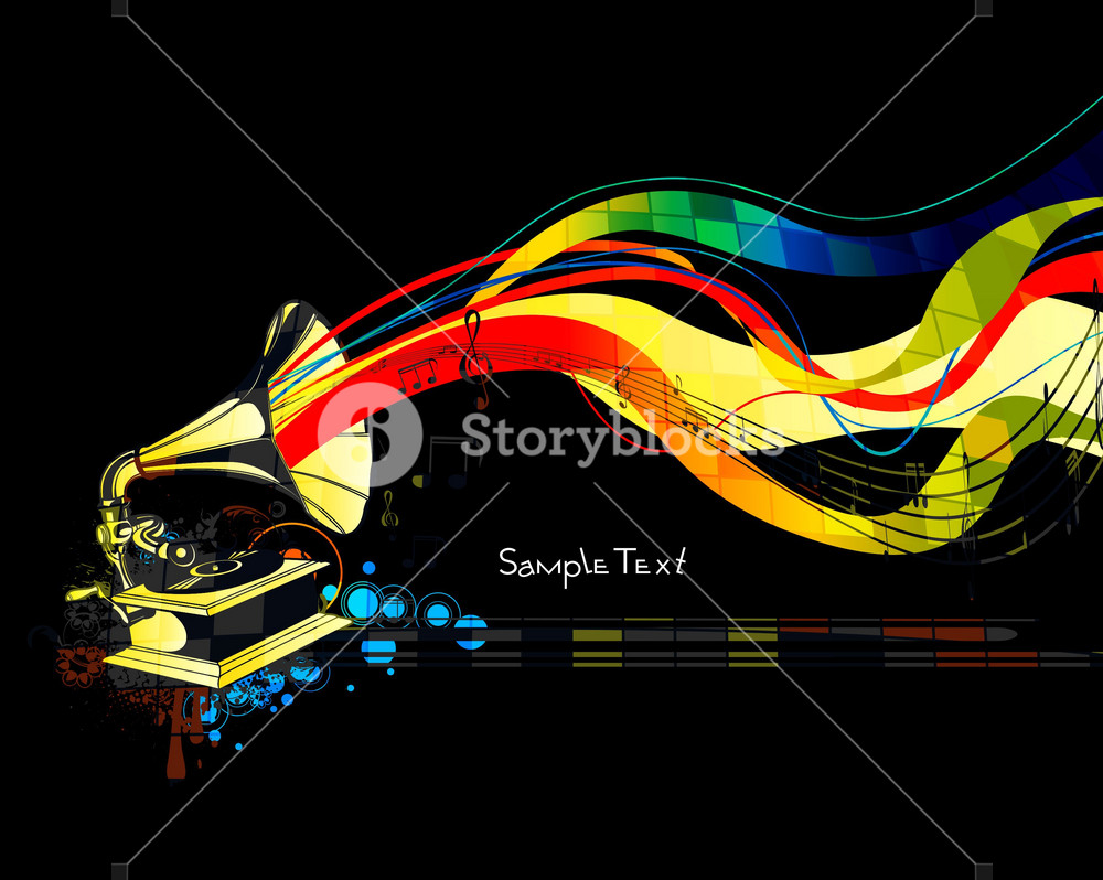 Vector Colorful Concert Poster With Gramophone Royalty Free Stock Image