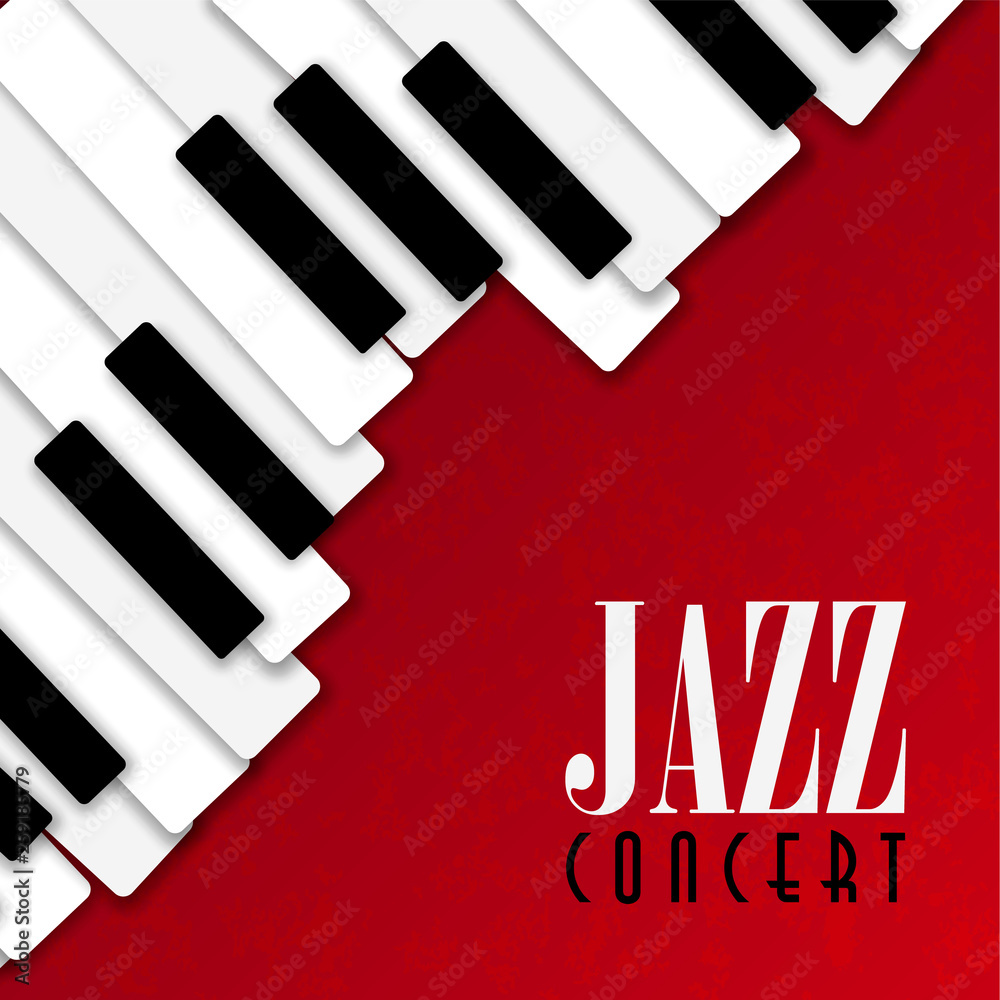 Jazz concert poster with piano background Stock Vector