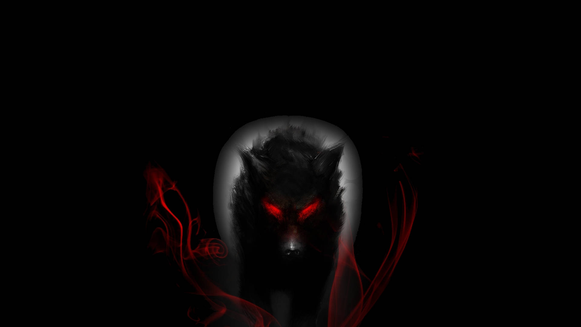 Download Cool Black Wolf With Red Aura Wallpaper