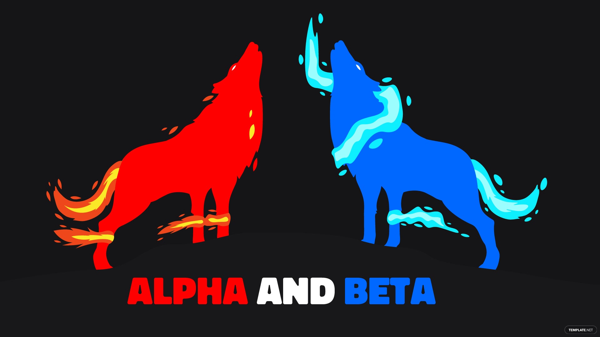 Free Red And Blue Wolf Wallpaper, Illustrator, JPG, PNG, SVG