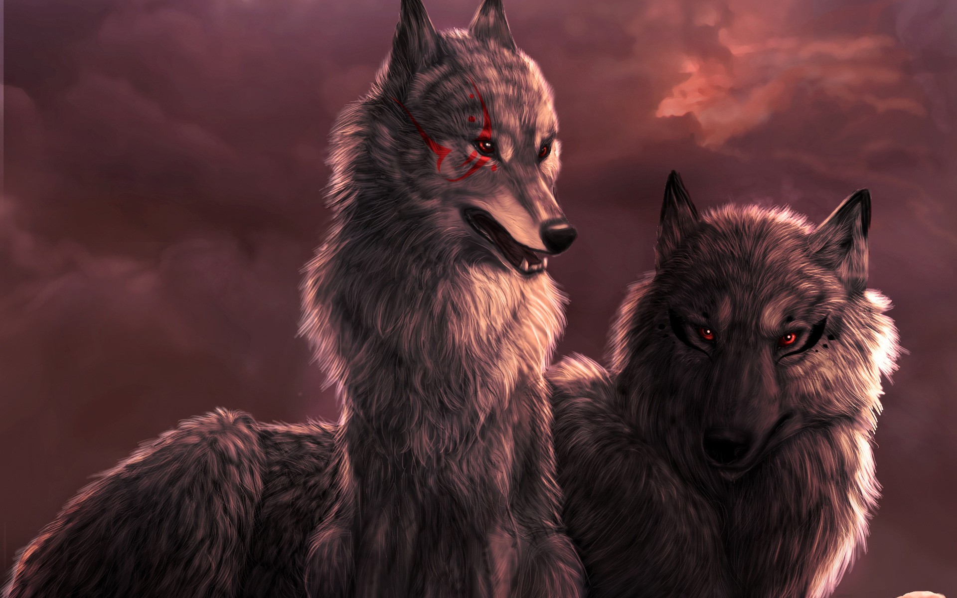 animals, Red, Eyes, Artwork, Wolves Wallpaper HD / Desktop and Mobile Background