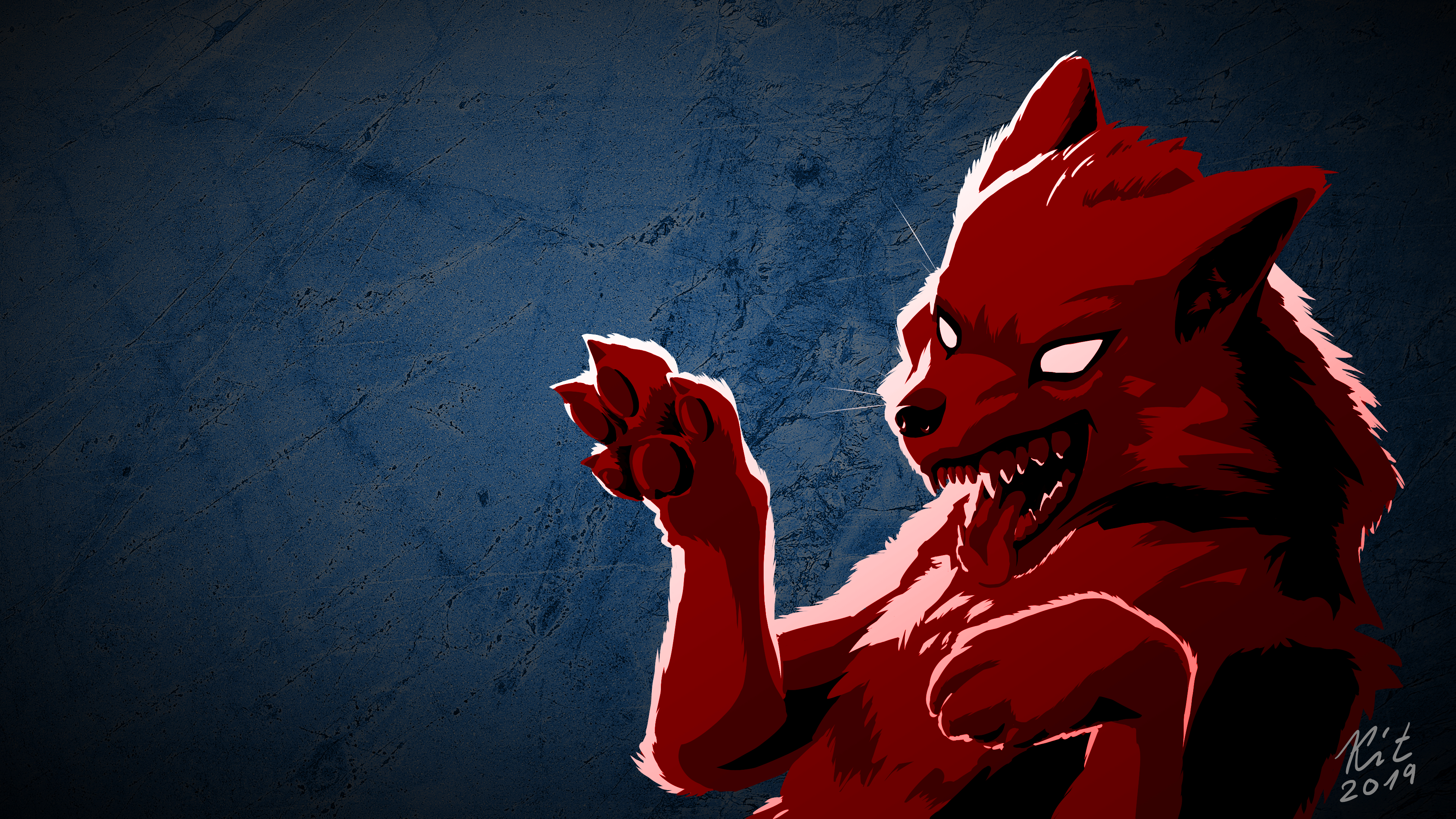 Wolf Wallpaper RED&BLUE [FREE TO USE] by Kitaron - Fur Affinity [dot] net