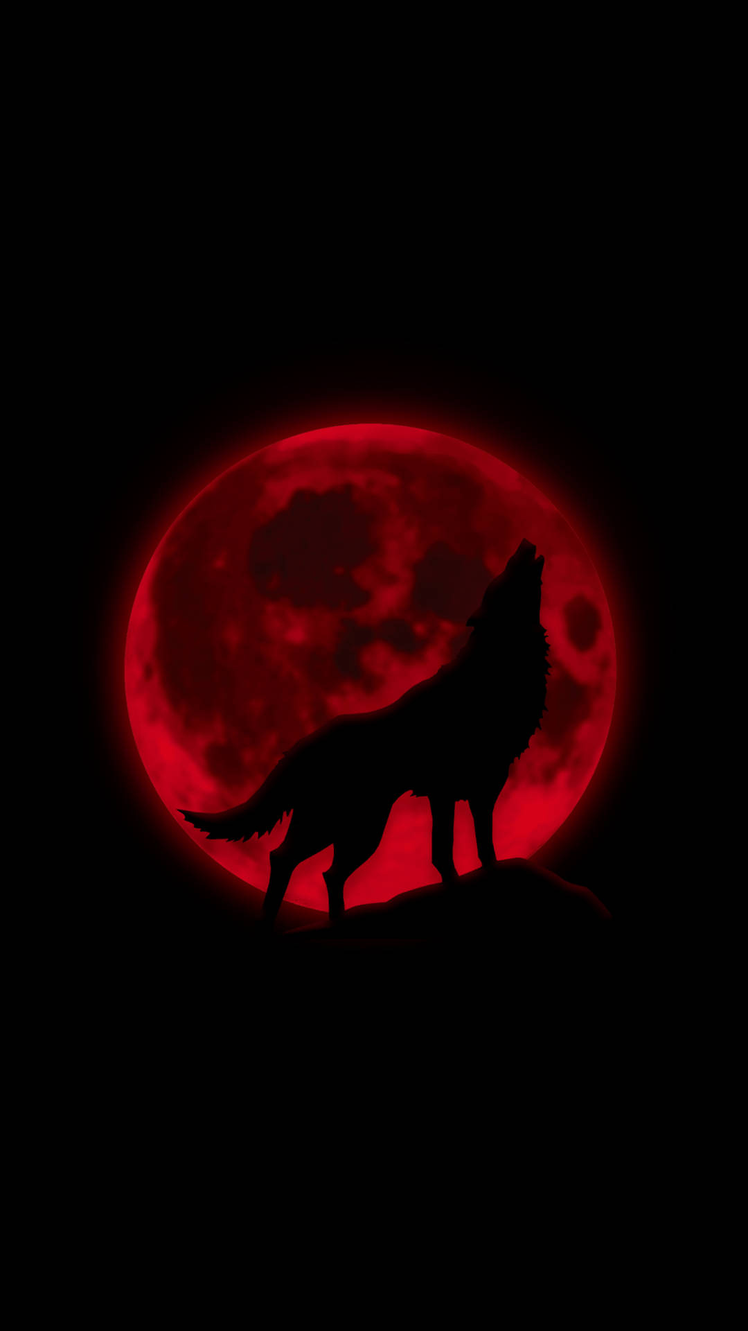 Download Dark Red Wolf Moon Wallpaper