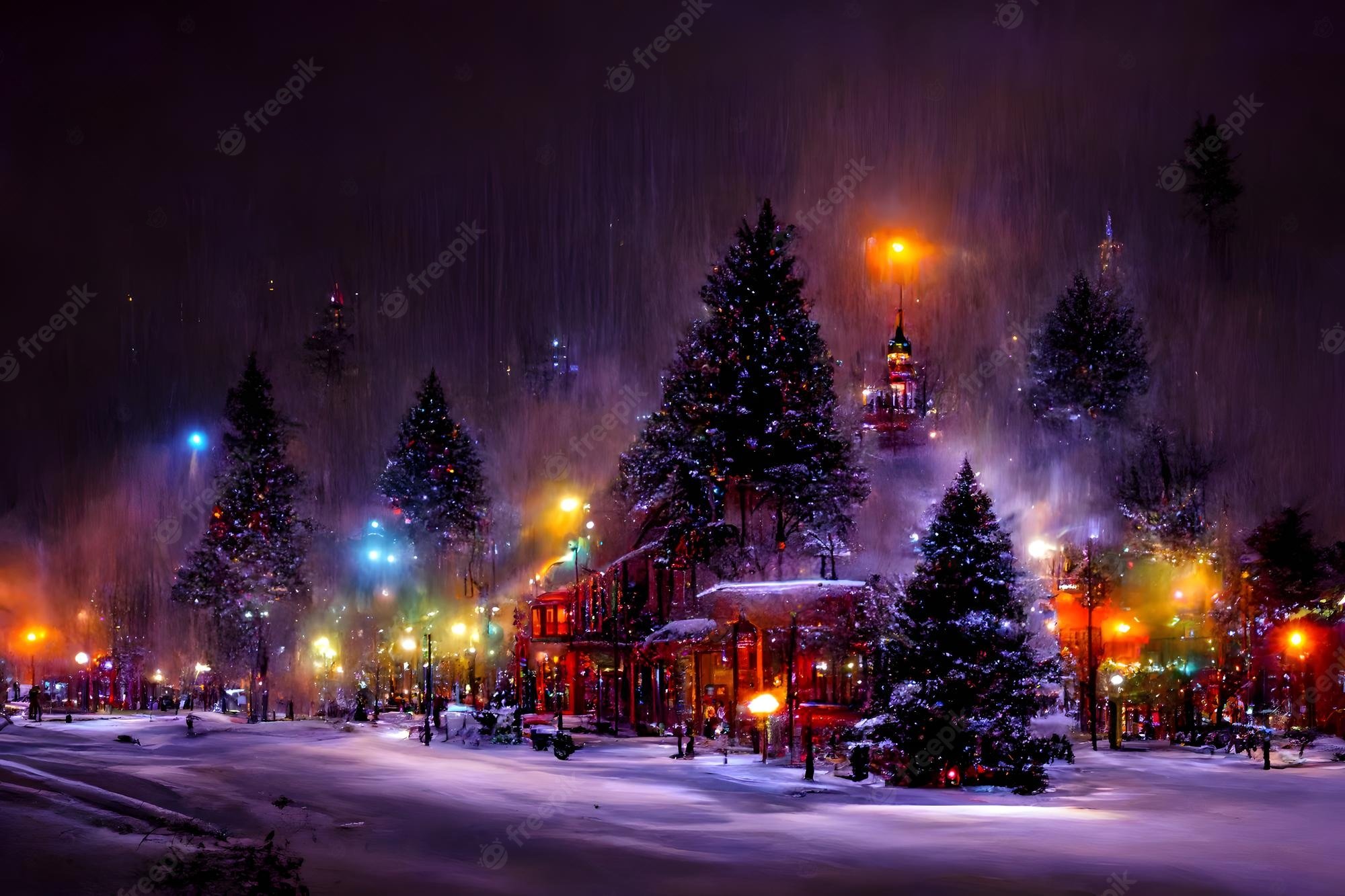 Christmas town Image. Free Vectors, & PSD