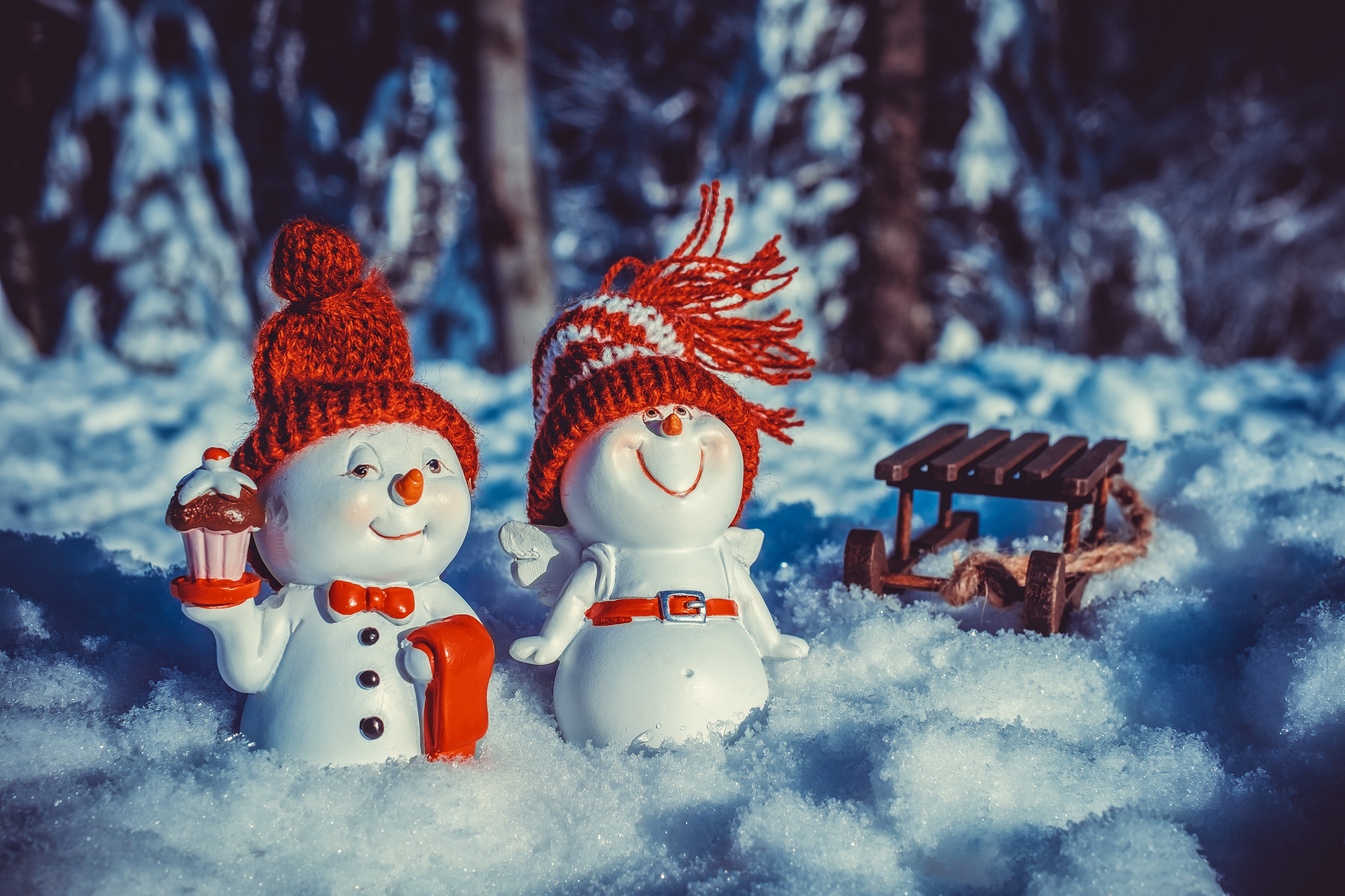 Snowman Wallpaper 4K, Snow Covered, Winter, Celebrations Christmas