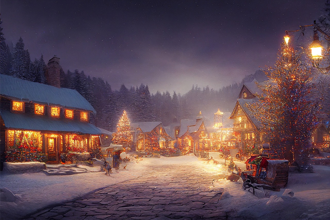 Christmas Village Winter Night