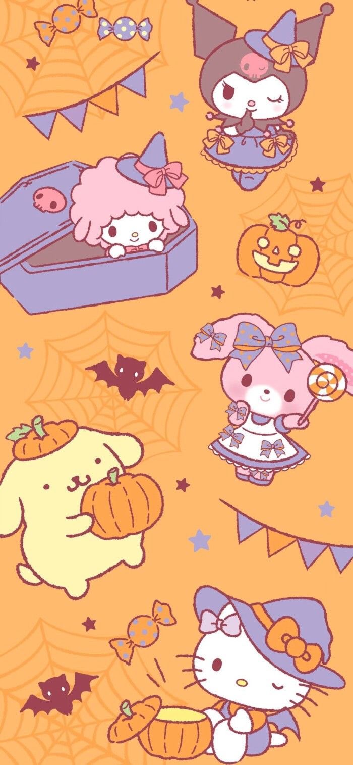 Download Hello Kitty Orange Halloween Sanrio Pfp Wallpaper