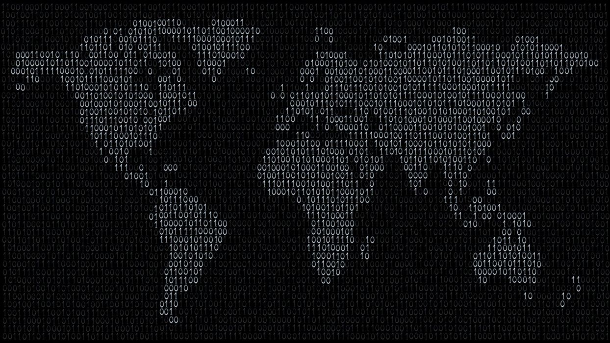 Typography binary numbers maps digital art world map wallpaperx1080