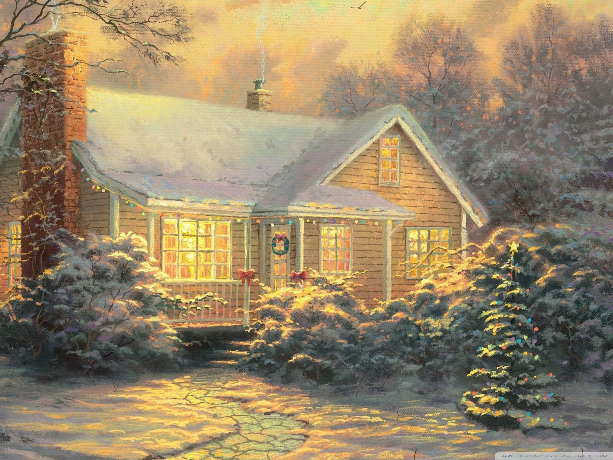 Christmas Cottage Wallpaper